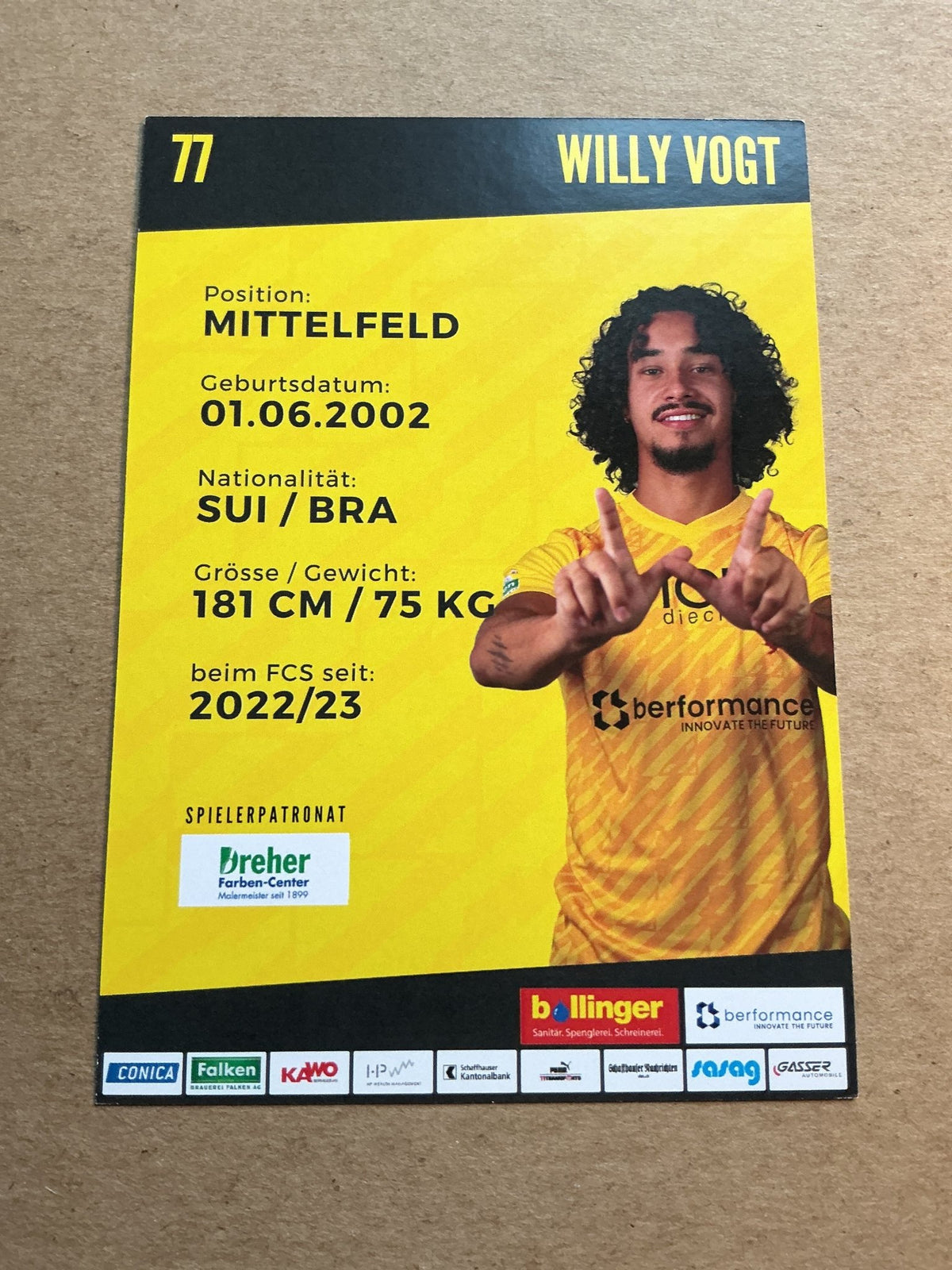 Willy Vogt, Brazil 🇧🇷 FC Schaffhausen 2023/24 hand signed - Autographs-World