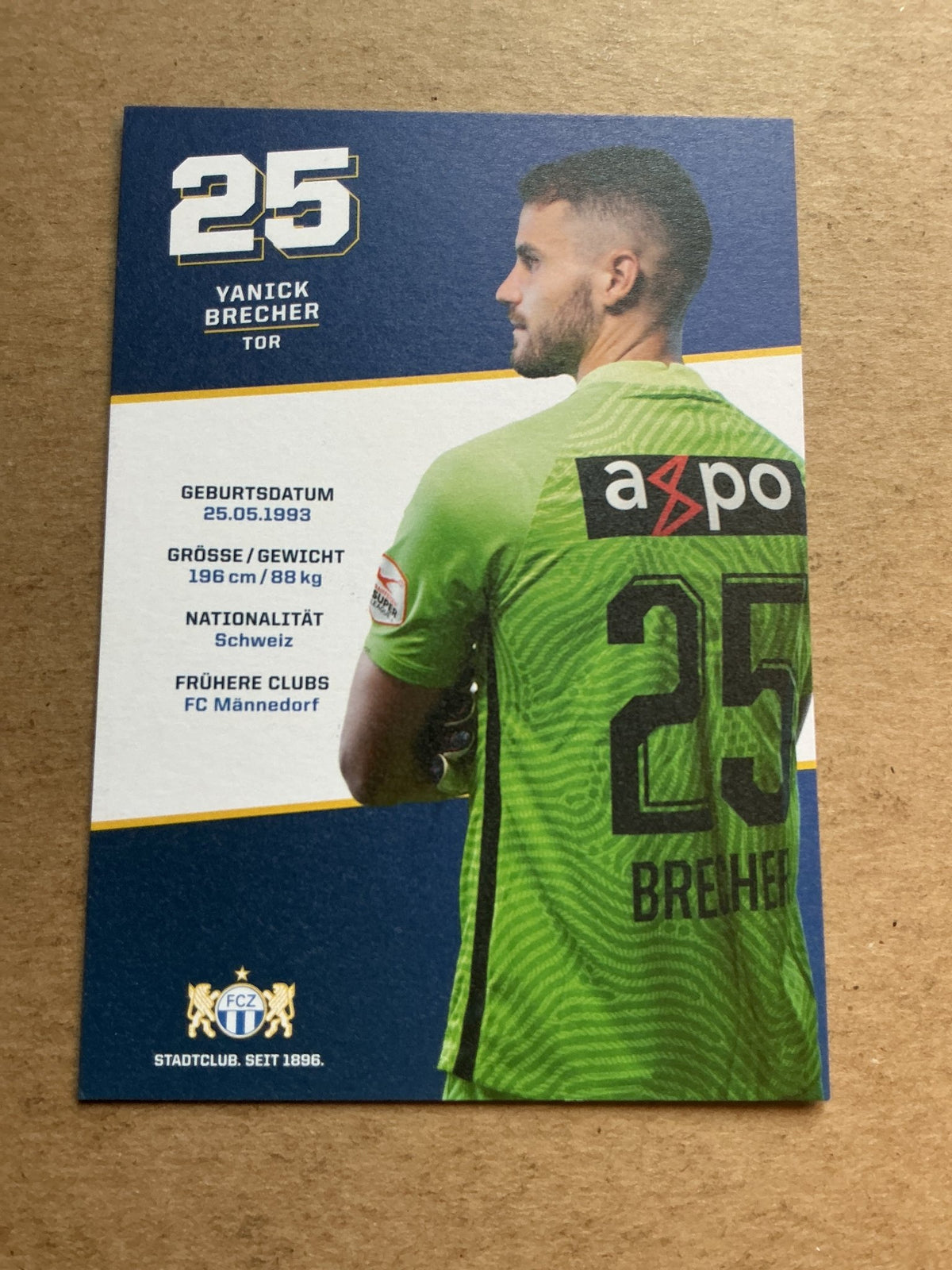 Yanick Brecher, Switzerland 🇨🇭 FC Zürich 2020/21 hand signed - Autographs-World