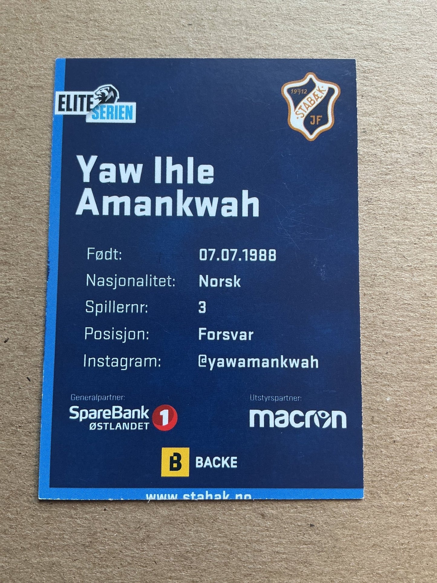 Yaw Ihle Amankwah, Norway 🇳🇴 Stabæk IF 2019/20 hand signed - Autographs-World