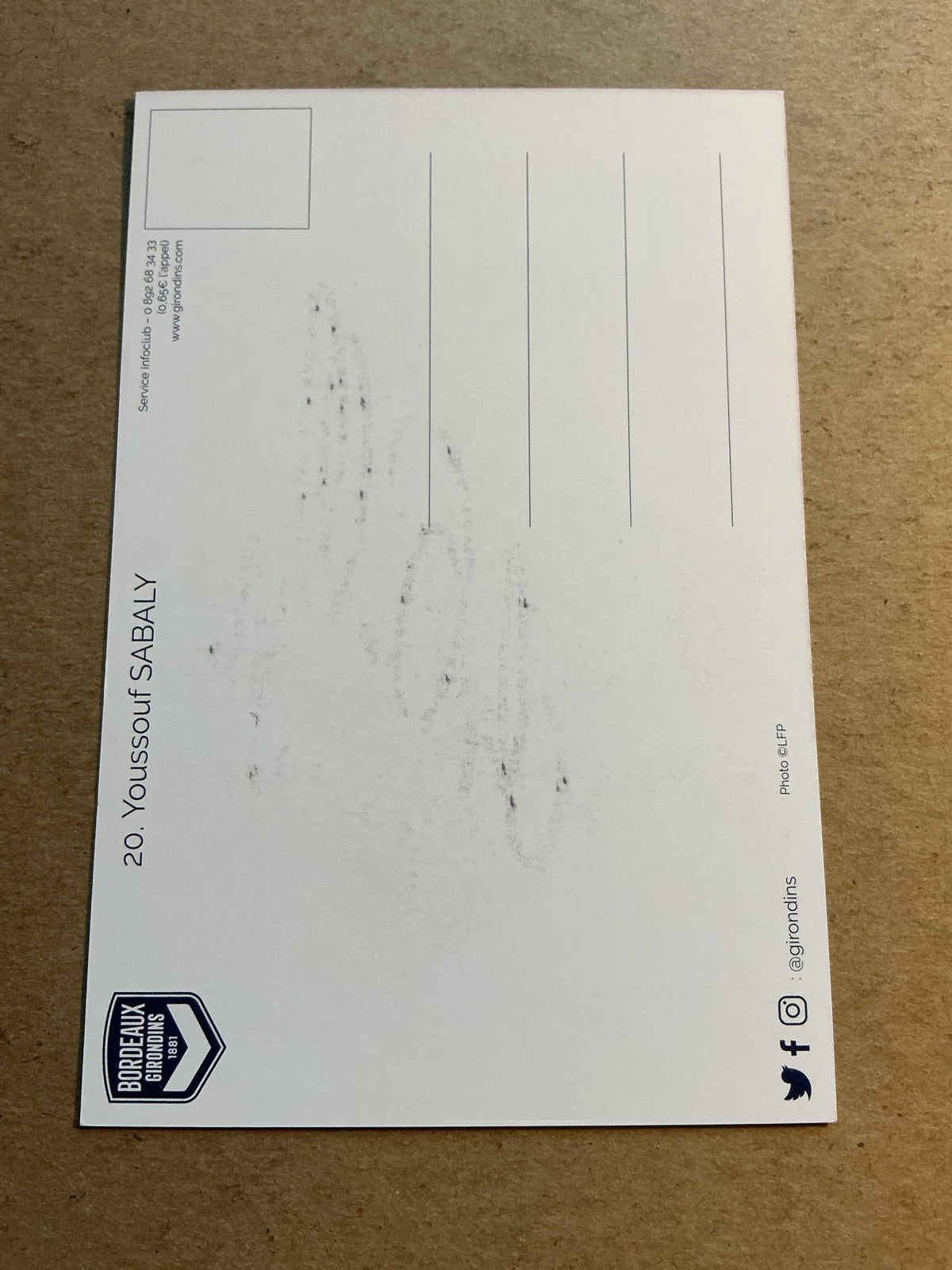 Youssouf Sabaly, Senegal πΈπ³ Girondins Bordeaux 2020/21 hand signed - Autographs-World