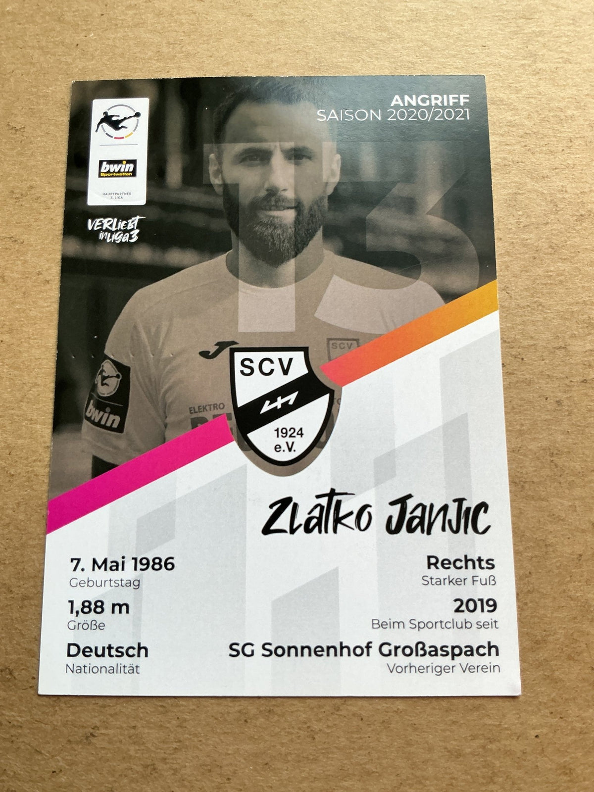 Zlatko Janjic, Germany 🇩🇪 SC Verl 2020/21 hand signed - Autographs-World