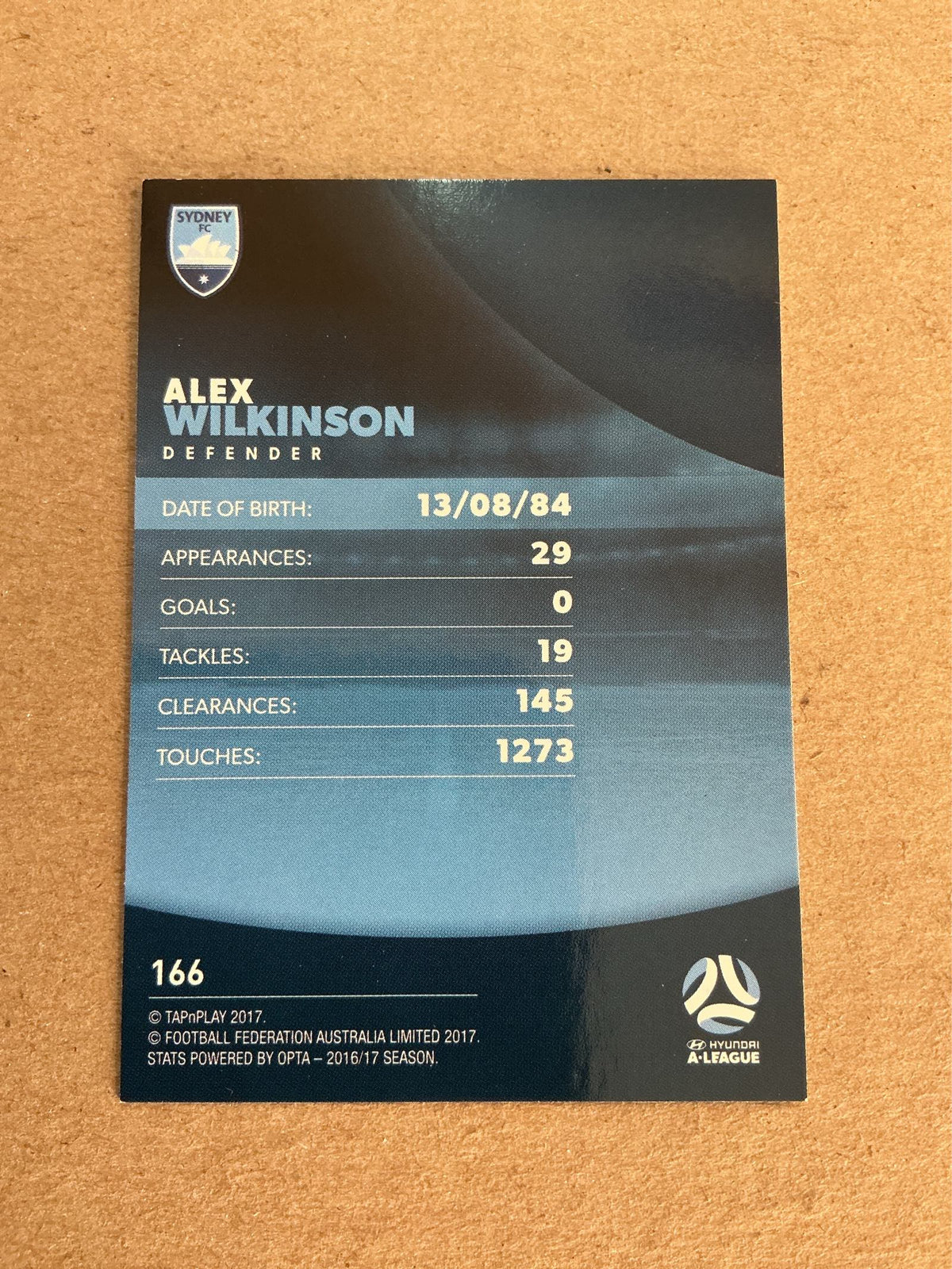 Alex Wilkinson, Australia 🇦🇺 Sydney FC 2017/18 hand signed