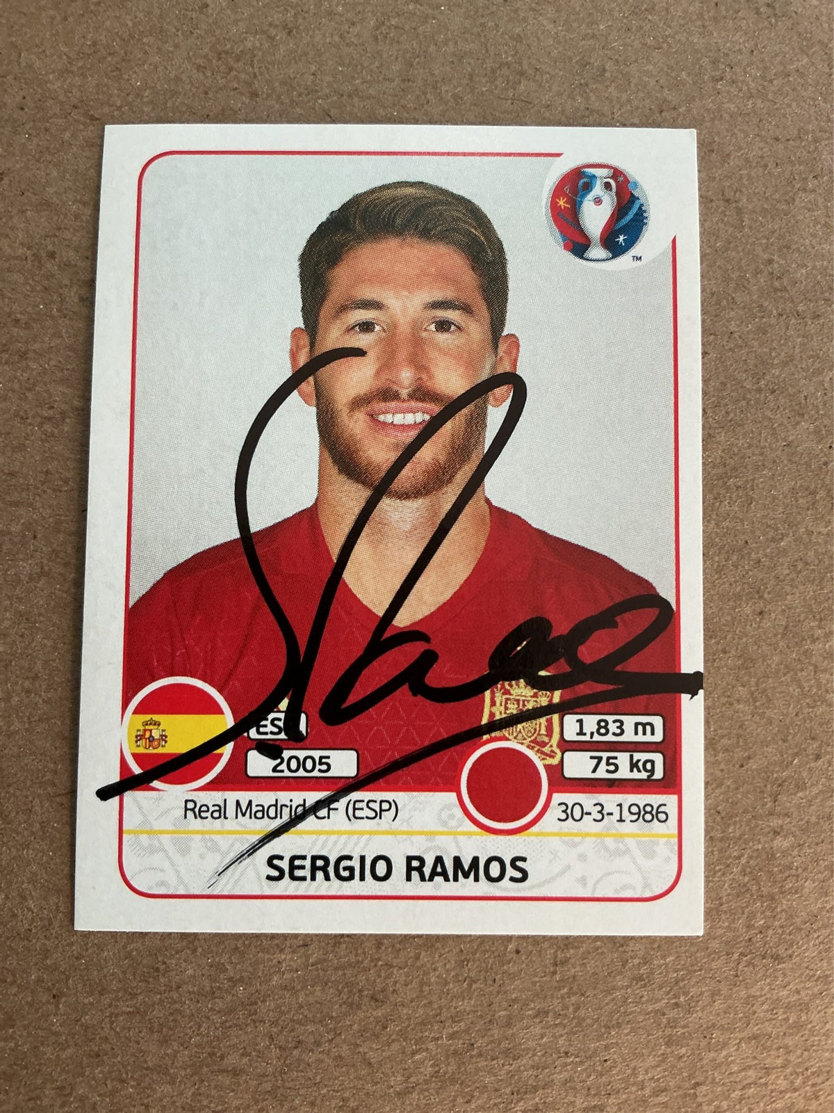 Sergio Ramos, Spain 🇪🇸 UEFA Euro 2016 Panini hand signed