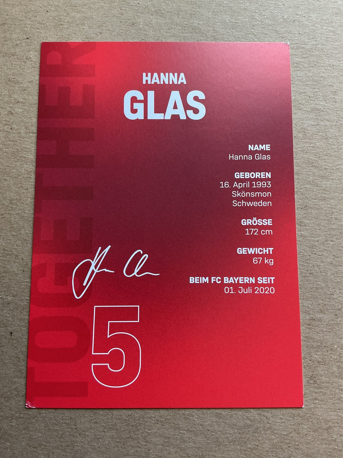 Hanna Glas, Sweden 🇸🇪 FC Bayern München 2021/22 hand signed