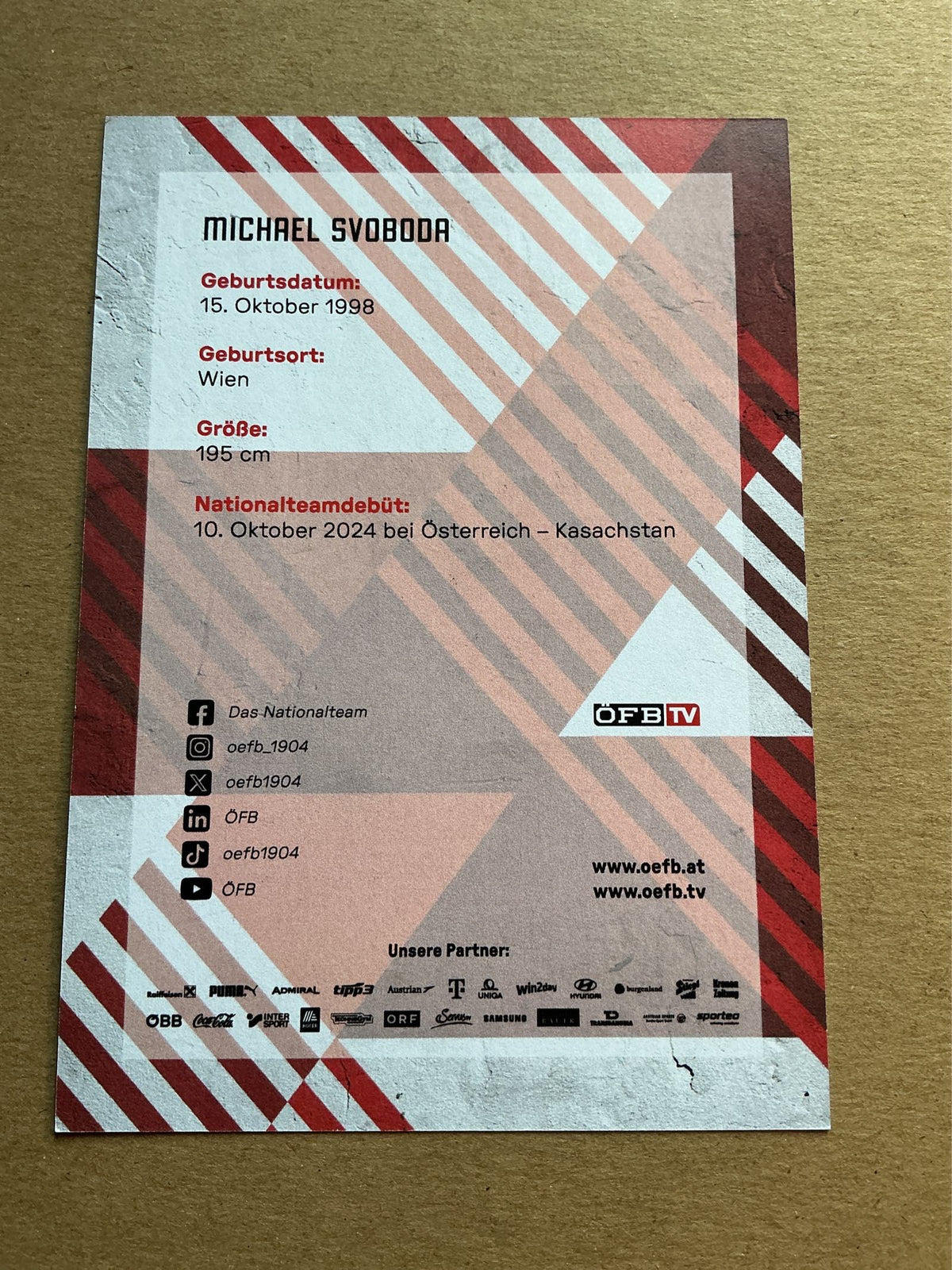Michael Svoboda, Austria 🇦🇹 FIFA World Cup 2026 hand signed