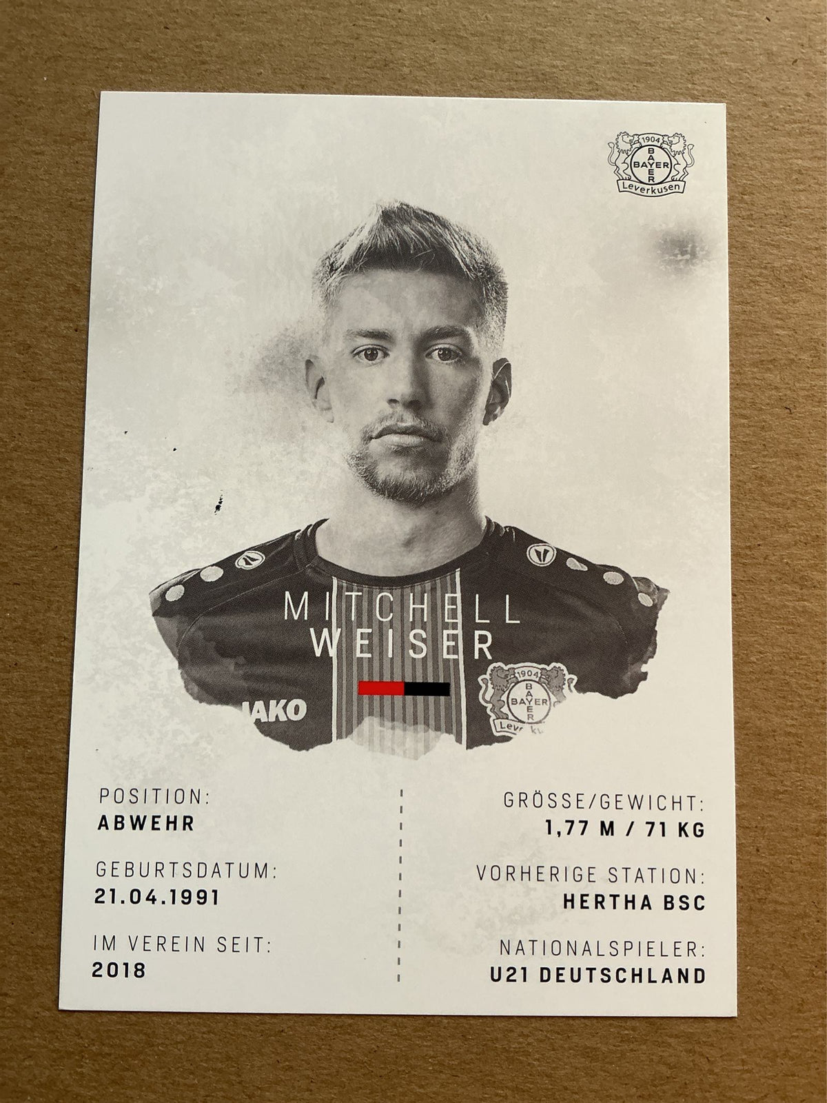 Mitchell Weiser, Germany 🇩🇪 Bayer 04 Leverkusen 2018/19 hand signed