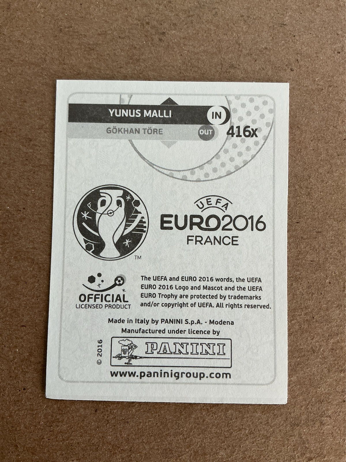 Yunus Malli, Türkiye 🇹🇷 UEFA Euro 2016 Panini hand signed