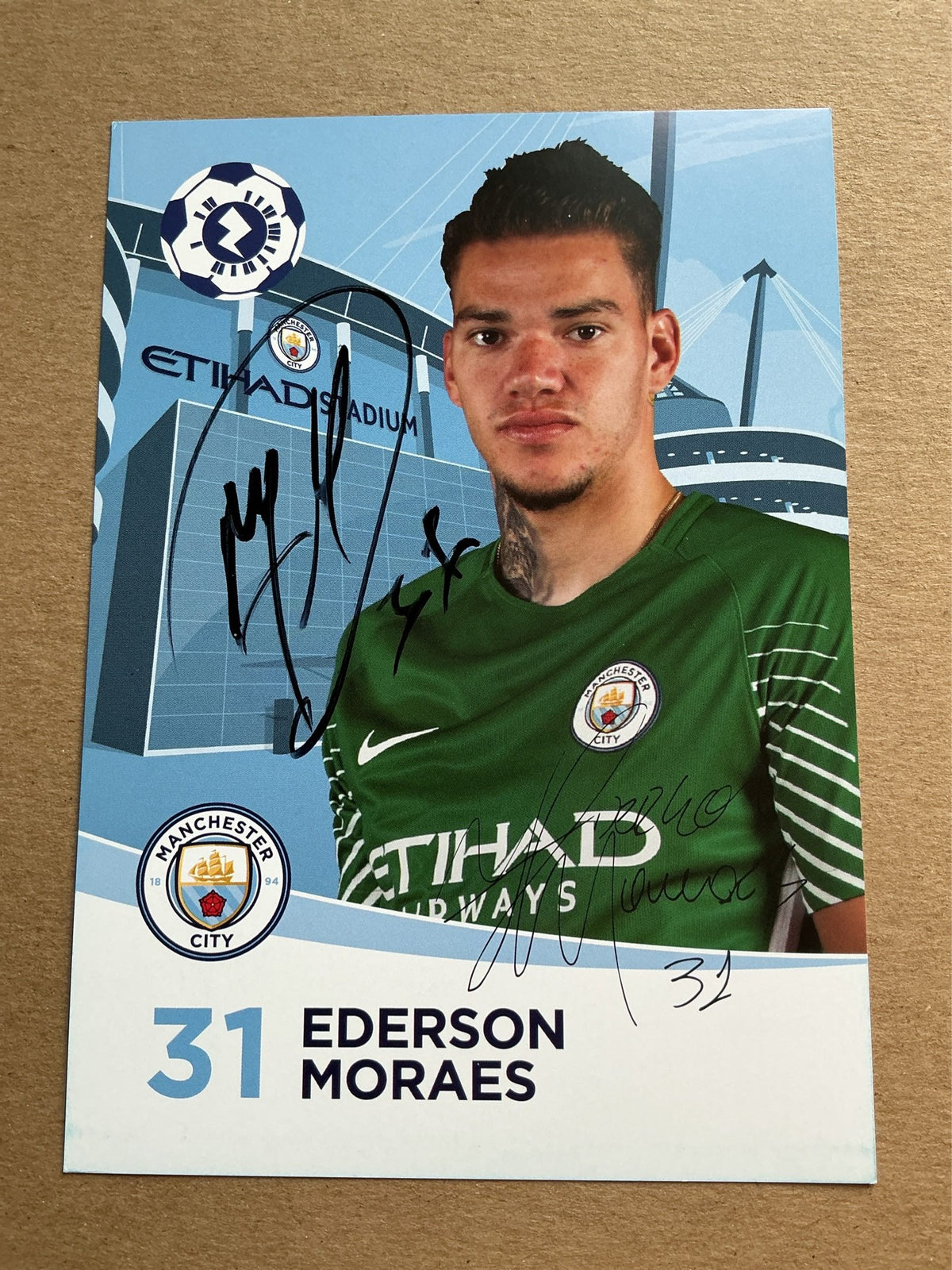 Ederson, Brazil 🇧🇷 Manchester City 2017/18 hand signed