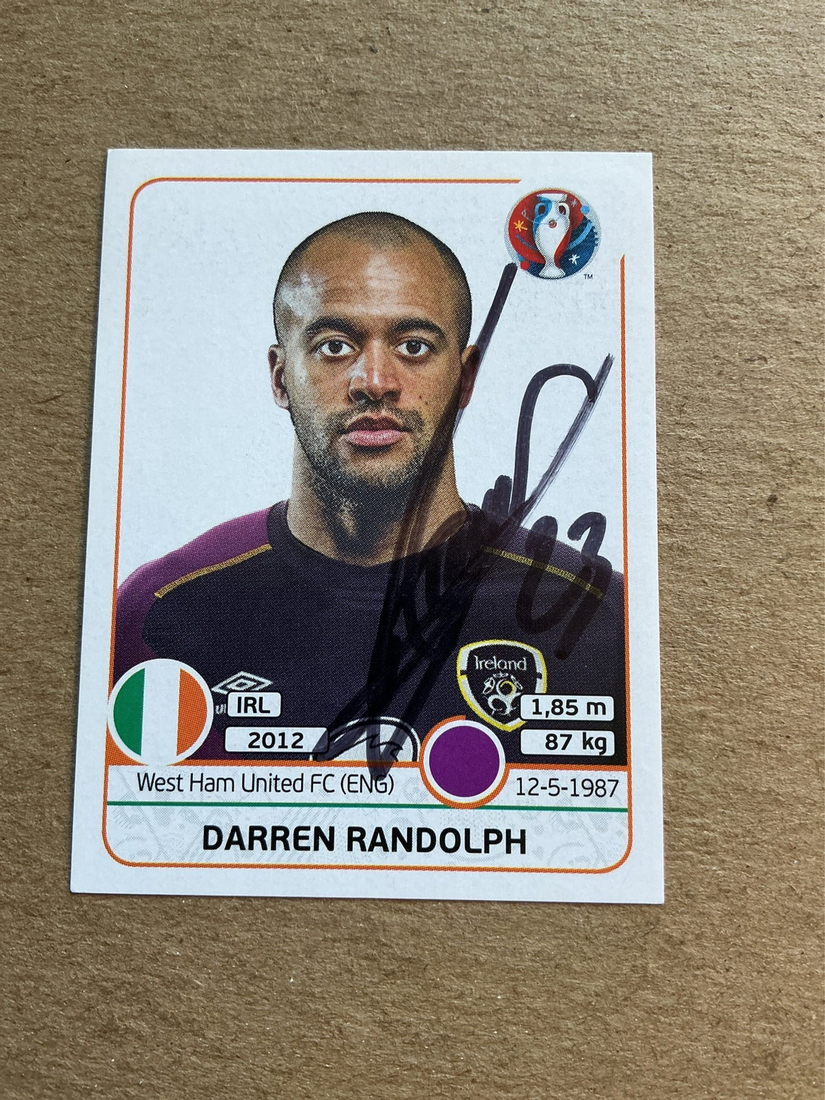 Darren Rudolph, Ireland 🇮🇪 UEFA Euro 2016 Panini hand signed
