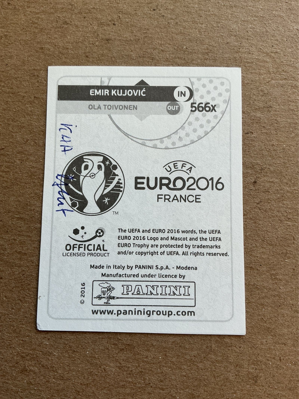 Emir Kujović, Sweden 🇸🇪 UEFA Euro 2016 Panini hand signed