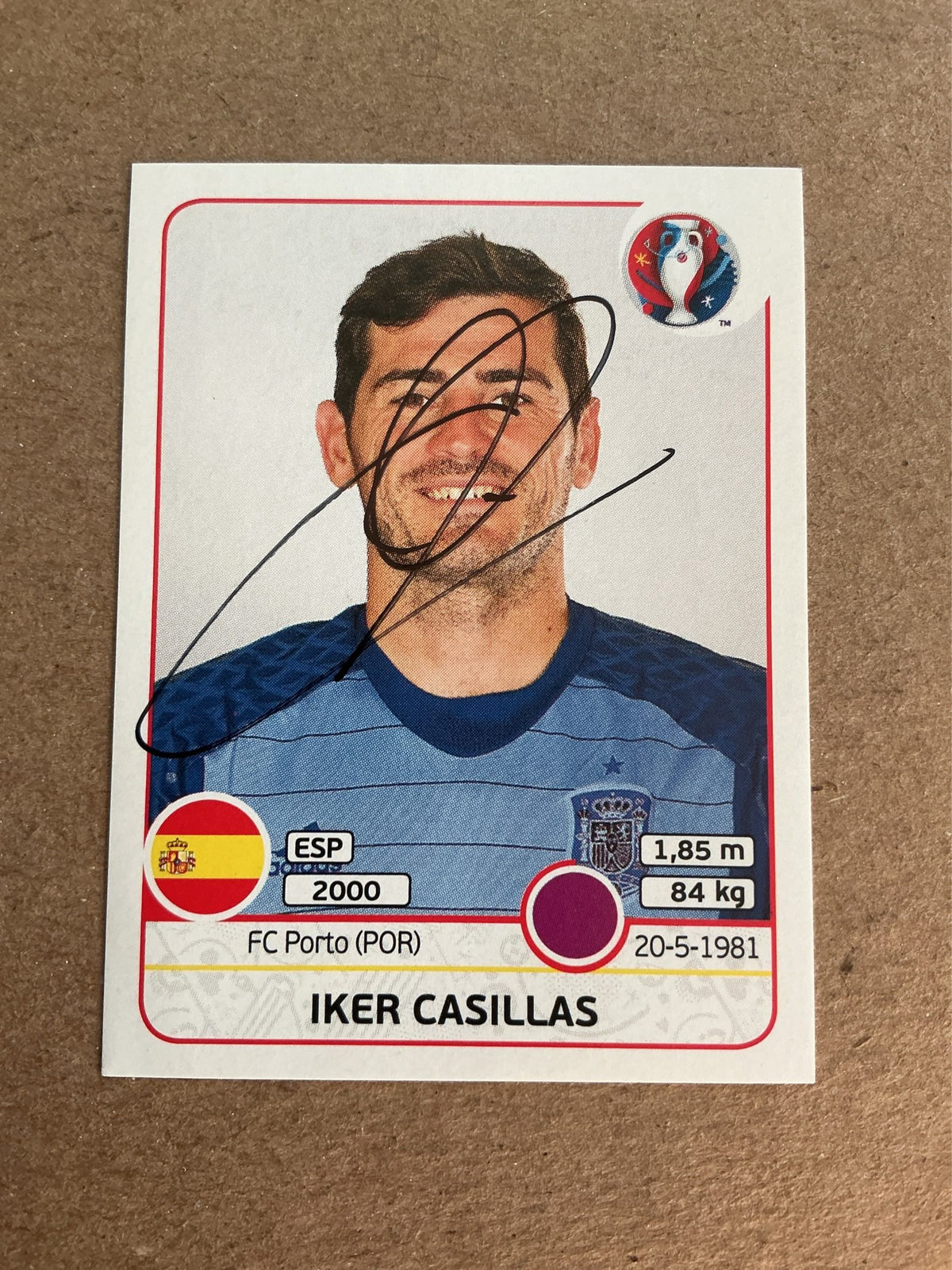 Iker Casillas, Spain 🇪🇸 UEFA Euro 2016 Panini hand signed