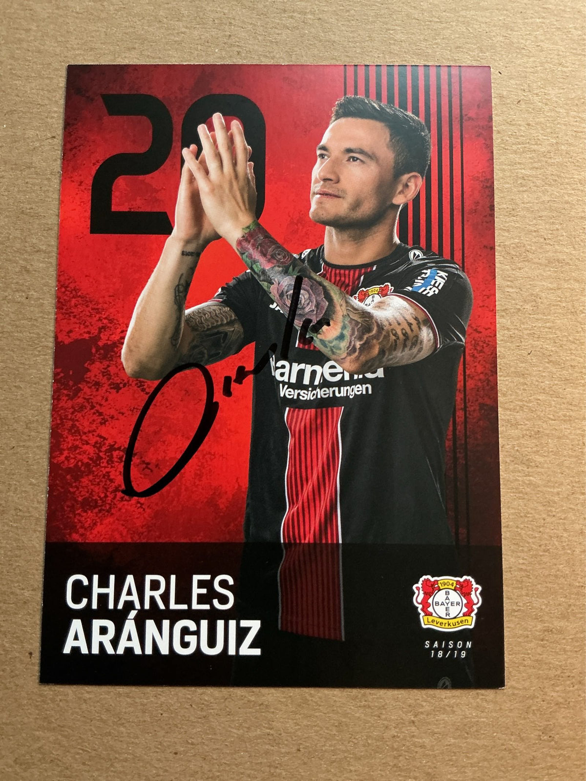 Charles Aránguiz, Chile 🇨🇱 Bayer 04 Leverkusen 2018/19 hand signed