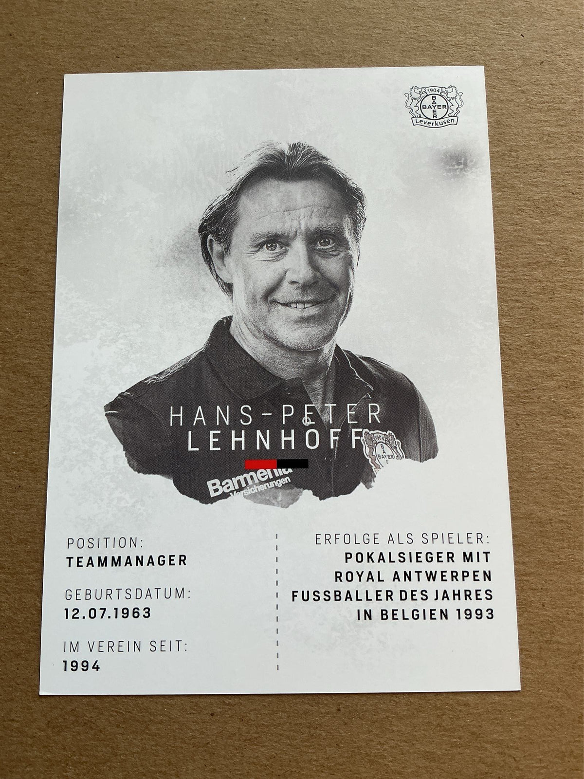 Hans-Peter Lehnhoff, Germany 🇩🇪 Bayer 04 Leverkusen 2018/19 hand signed