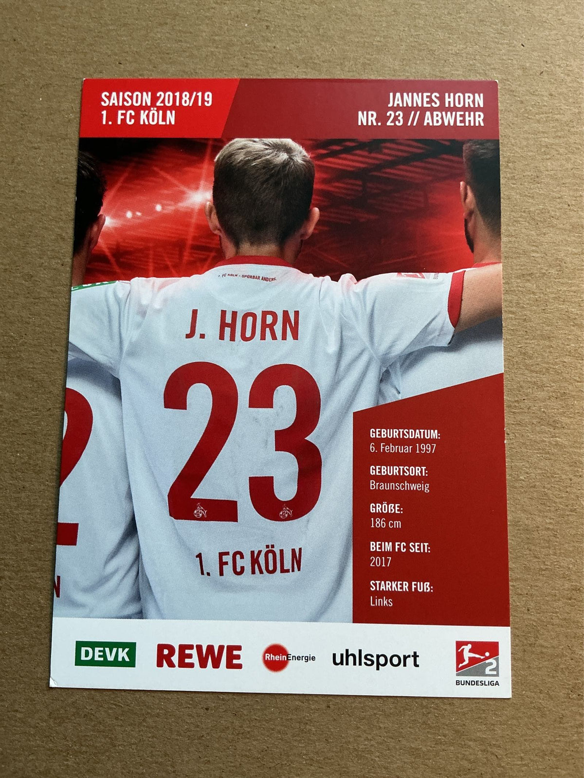 Jannes Horn, Germany 🇩🇪 1.FC Köln 2018/19 hand signed
