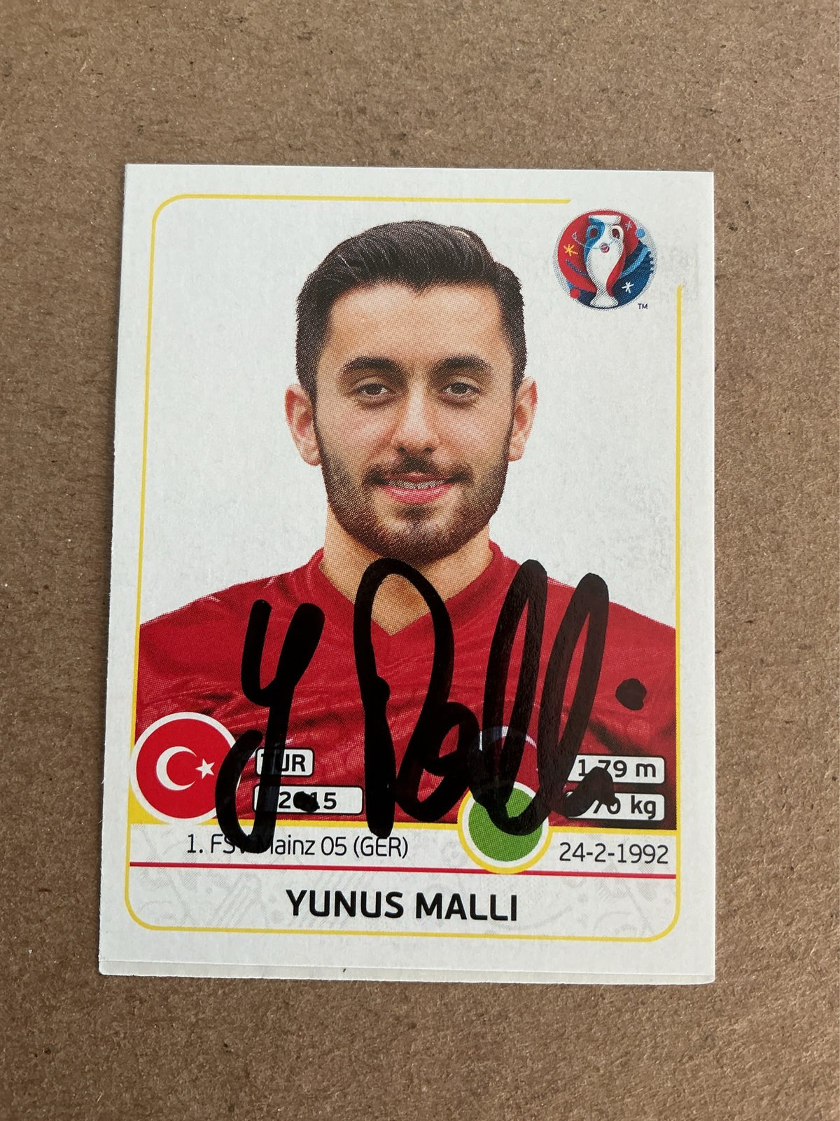 Yunus Malli, Türkiye 🇹🇷 UEFA Euro 2016 Panini hand signed