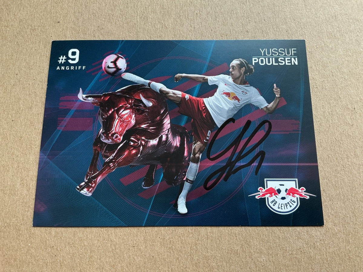 Yussuf Poulsen, Denmark 🇩🇰 RB Leipzig 2018/19 hand signed