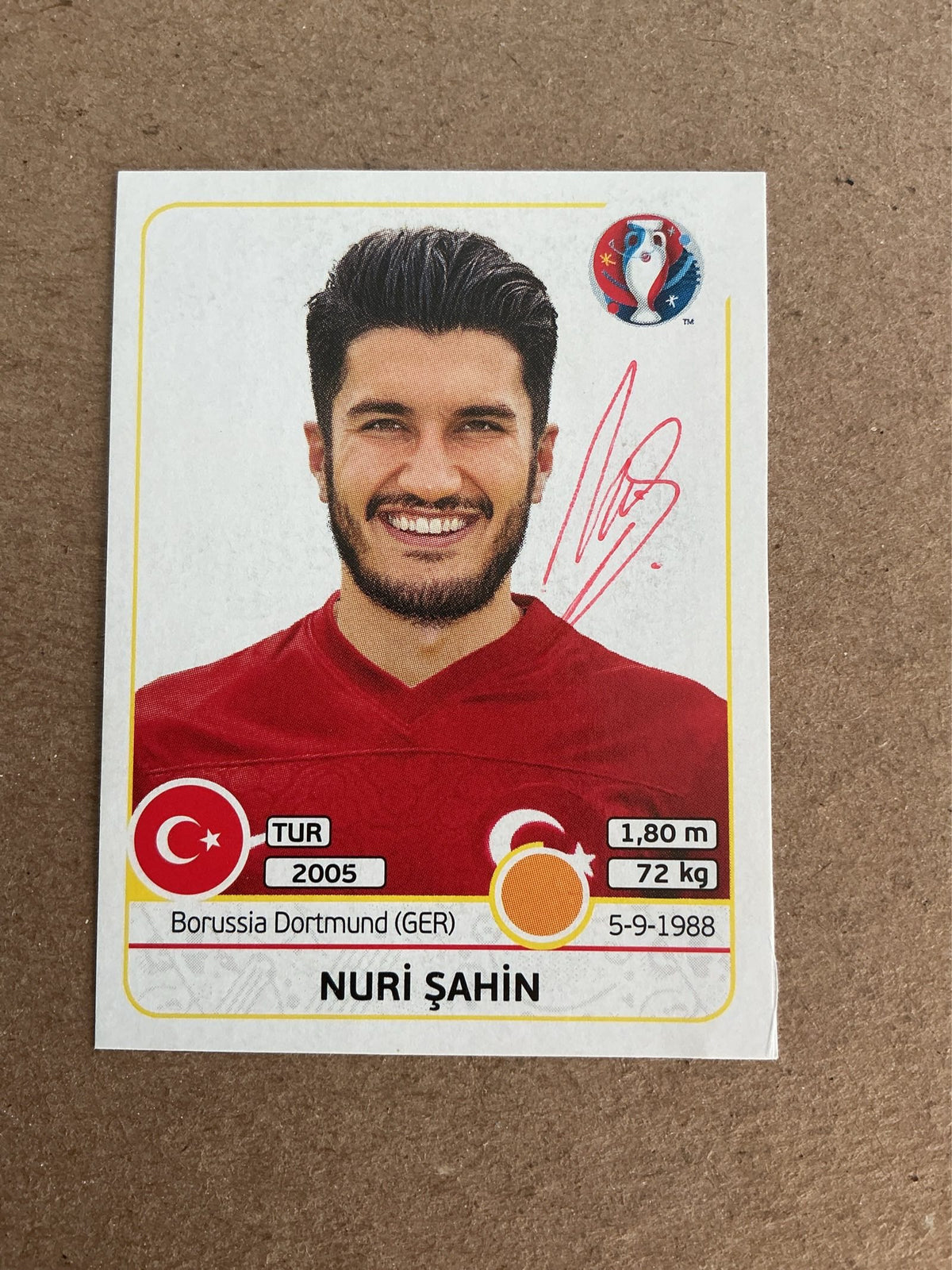 Nuri Şahin, Türkiye 🇹🇷 UEFA Euro 2016 Panini hand signed