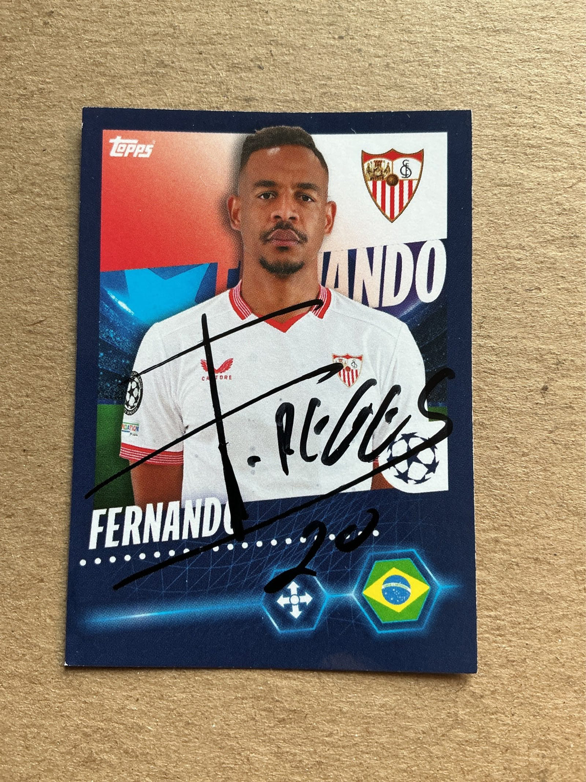 Fernando, Brazil 🇧🇷 Sevilla FC 2023/24 Topps hand signed