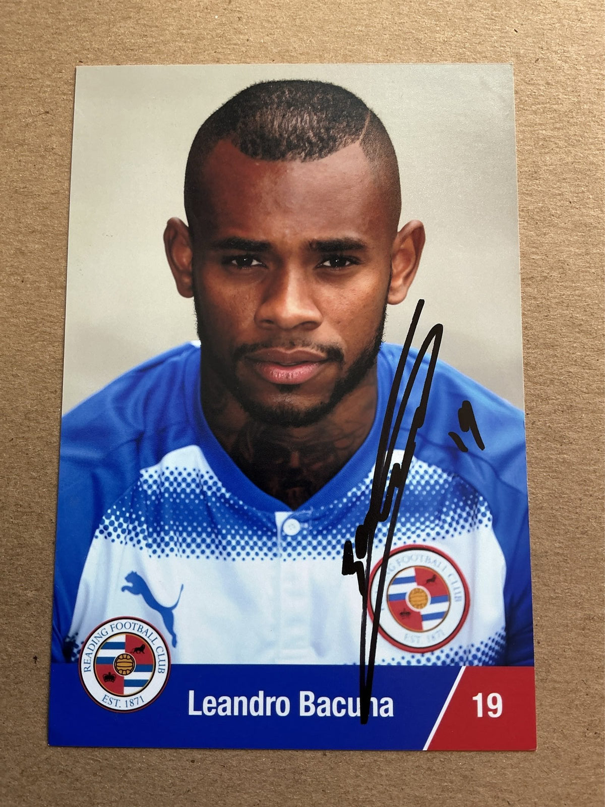 Leandro Bacuna, Curaçao 🇨🇼 Reading FC 2017/18 hand signed