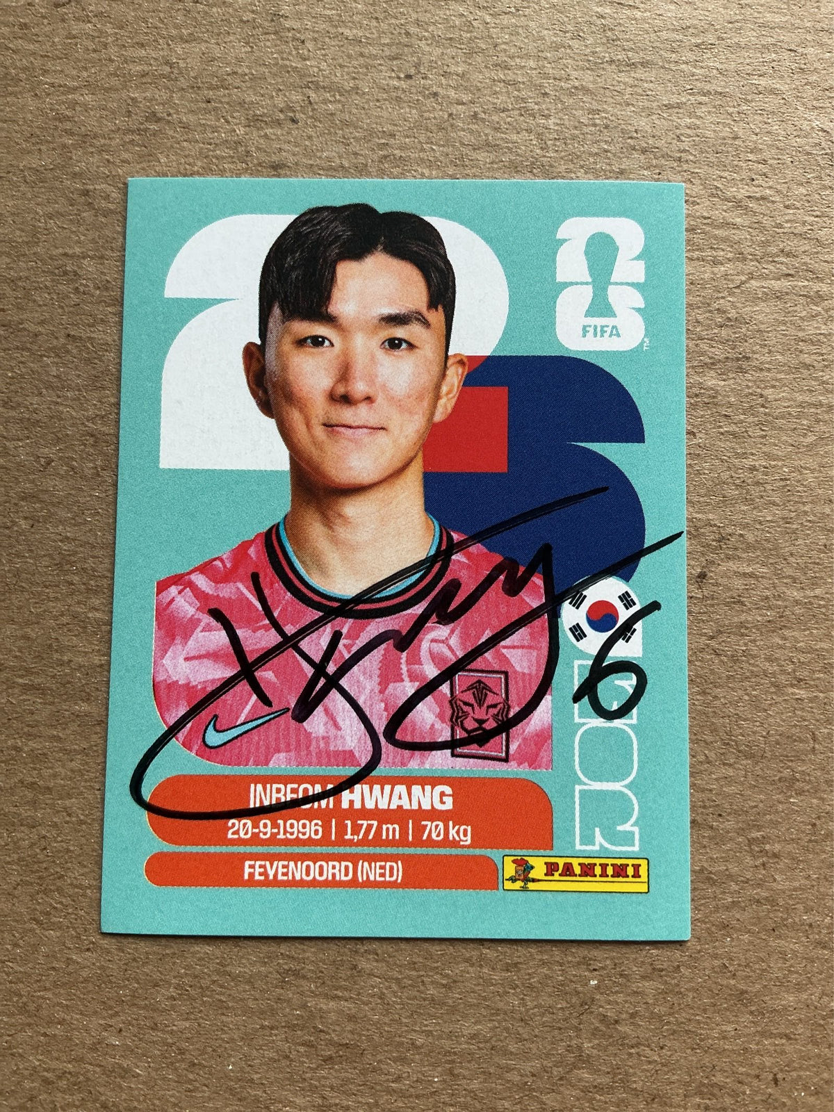 Inbeom Hwang, South Korea 🇰🇷 FIFA World Cup 2026 Panini hand signed