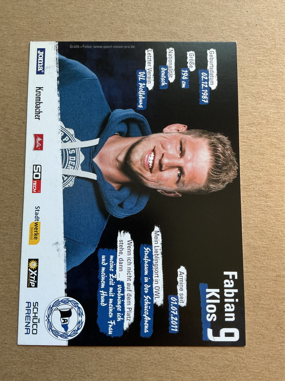 Fabian Klos, Germany 🇩🇪 Arminia Bielefeld 2018/19 hand signed