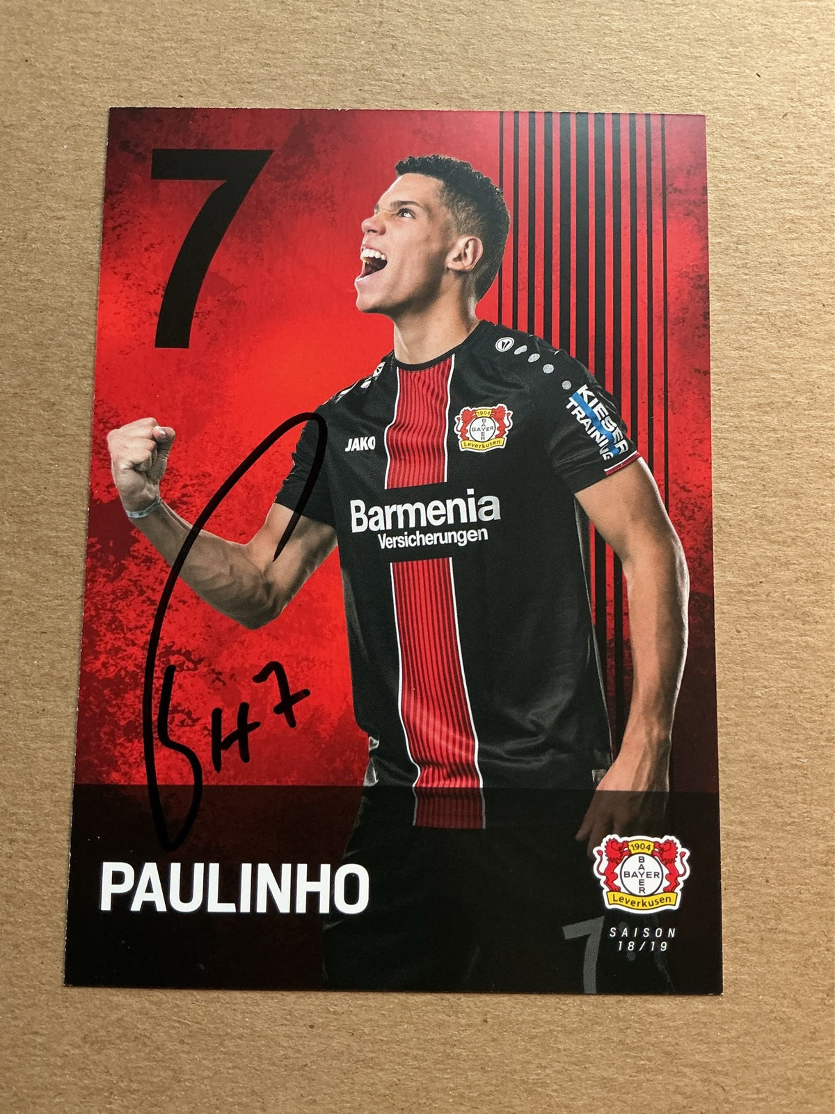 Paulinho, Brazil 🇧🇷 Bayer 04 Leverkusen 2018/19 hand signed