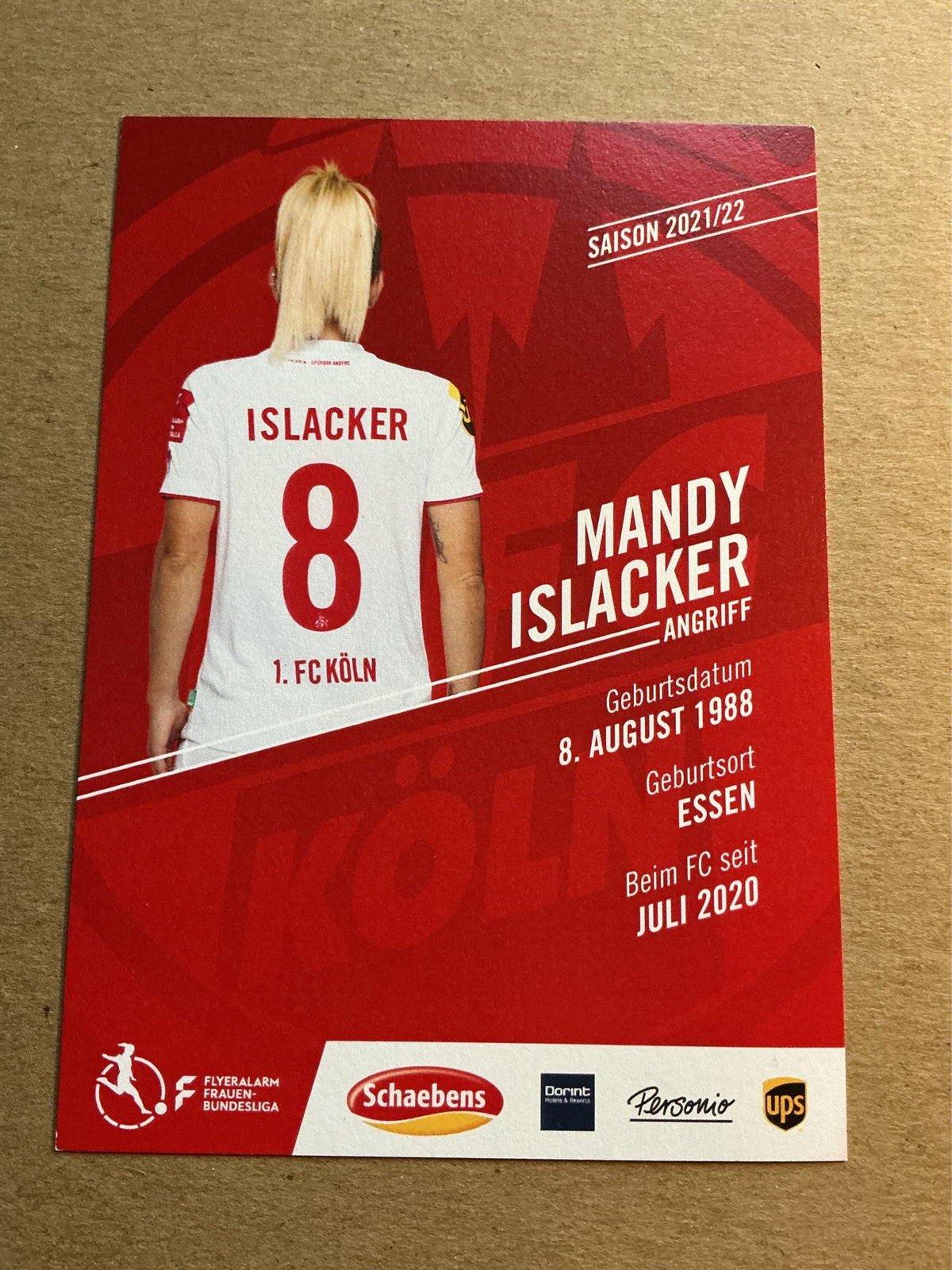 Mandy Islacker, Germany 🇩🇪 1.FC Köln 2021/22 hand signed