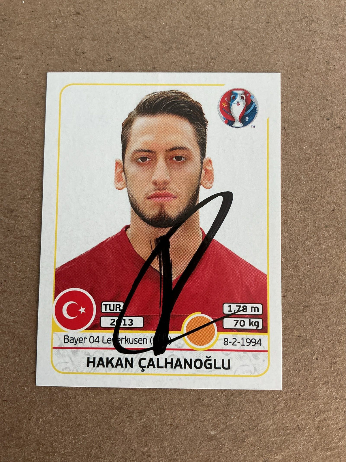 Hakan Çalhanoğlu, Türkiye 🇹🇷 UEFA Euro 2016 Panini hand signed