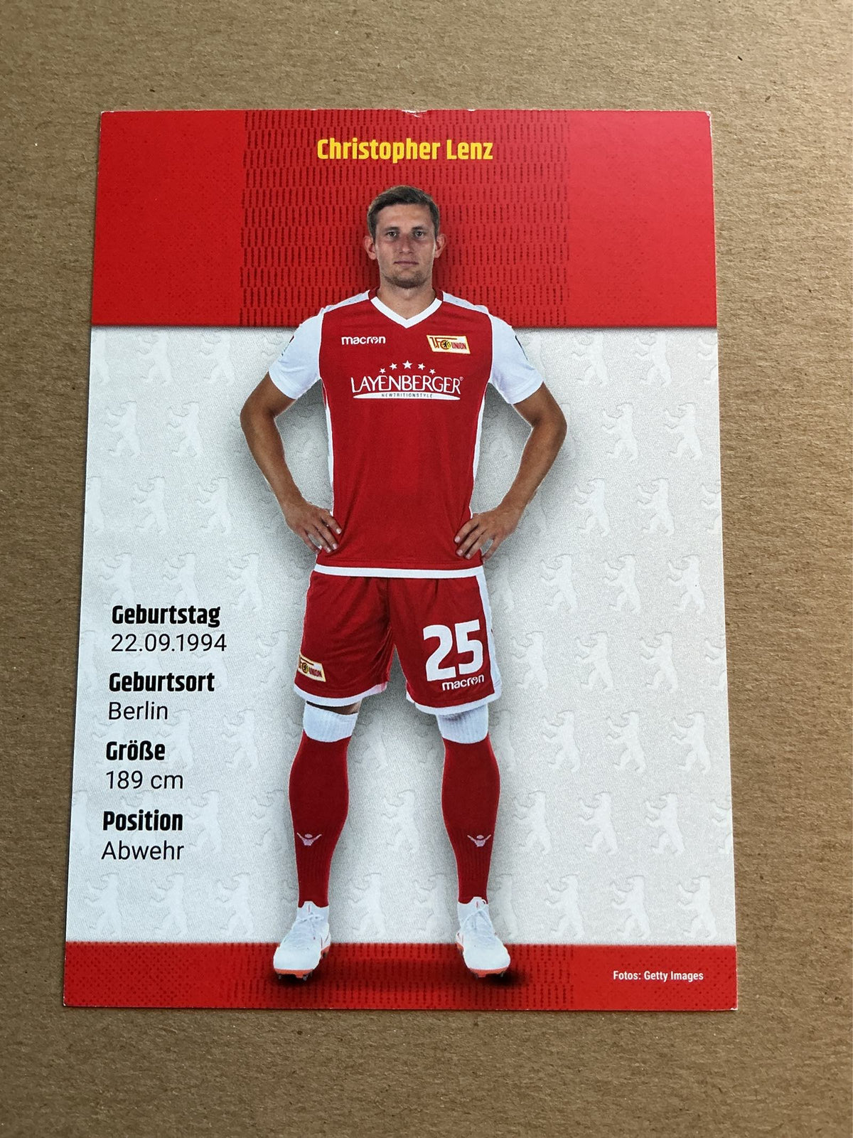 Christopher Lenz, Germany 🇩🇪 1.FC Union Berlin 2018/19 hand signed