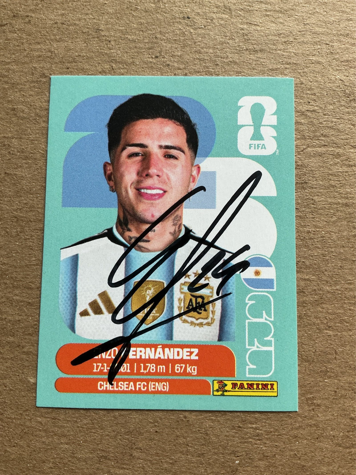 Enzo Fernández, Argentina 🇦🇷 FIFA World Cup 2026 Panini hand signed