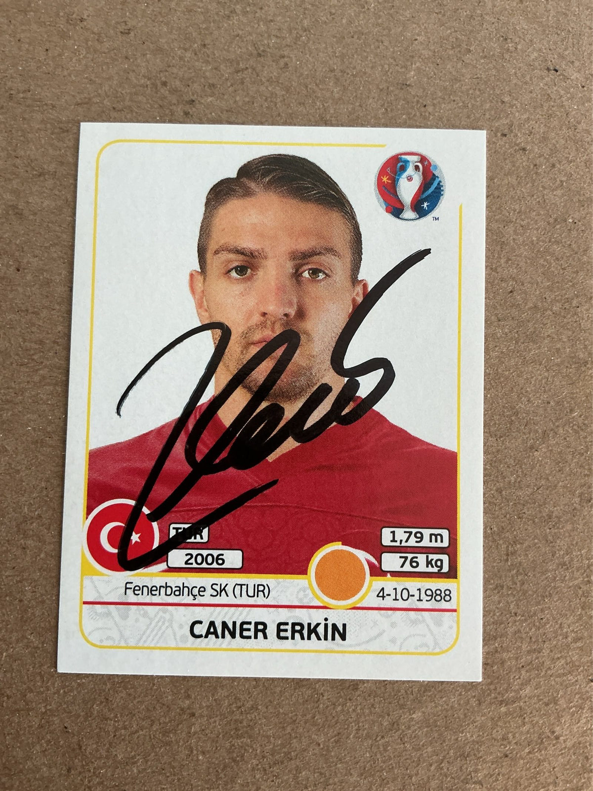 Caner Erkin, Türkiye 🇹🇷 UEFA Euro 2016 Panini hand signed