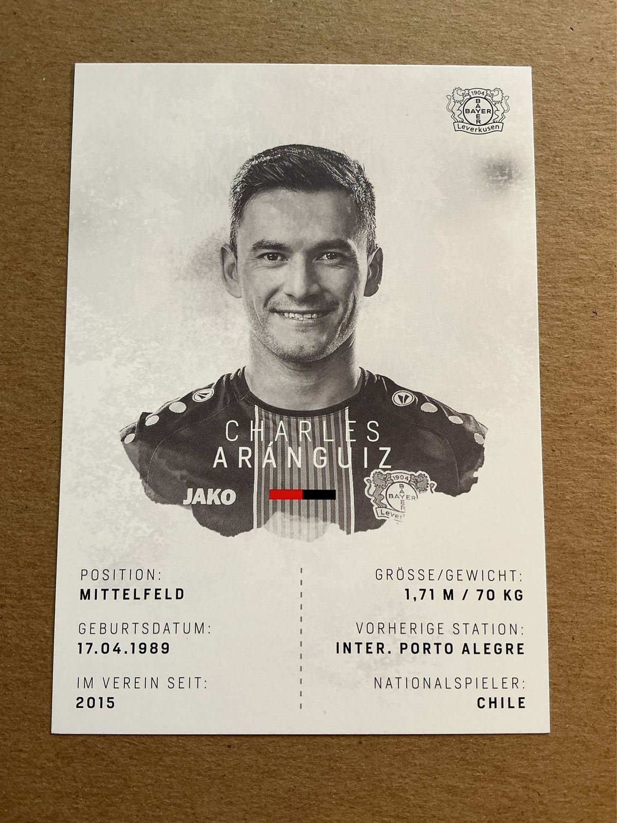 Charles Aránguiz, Chile 🇨🇱 Bayer 04 Leverkusen 2018/19 hand signed