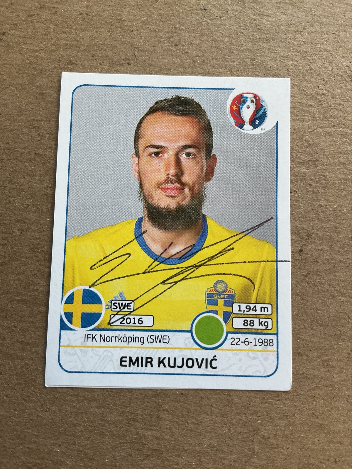 Emir Kujović, Sweden 🇸🇪 UEFA Euro 2016 Panini hand signed