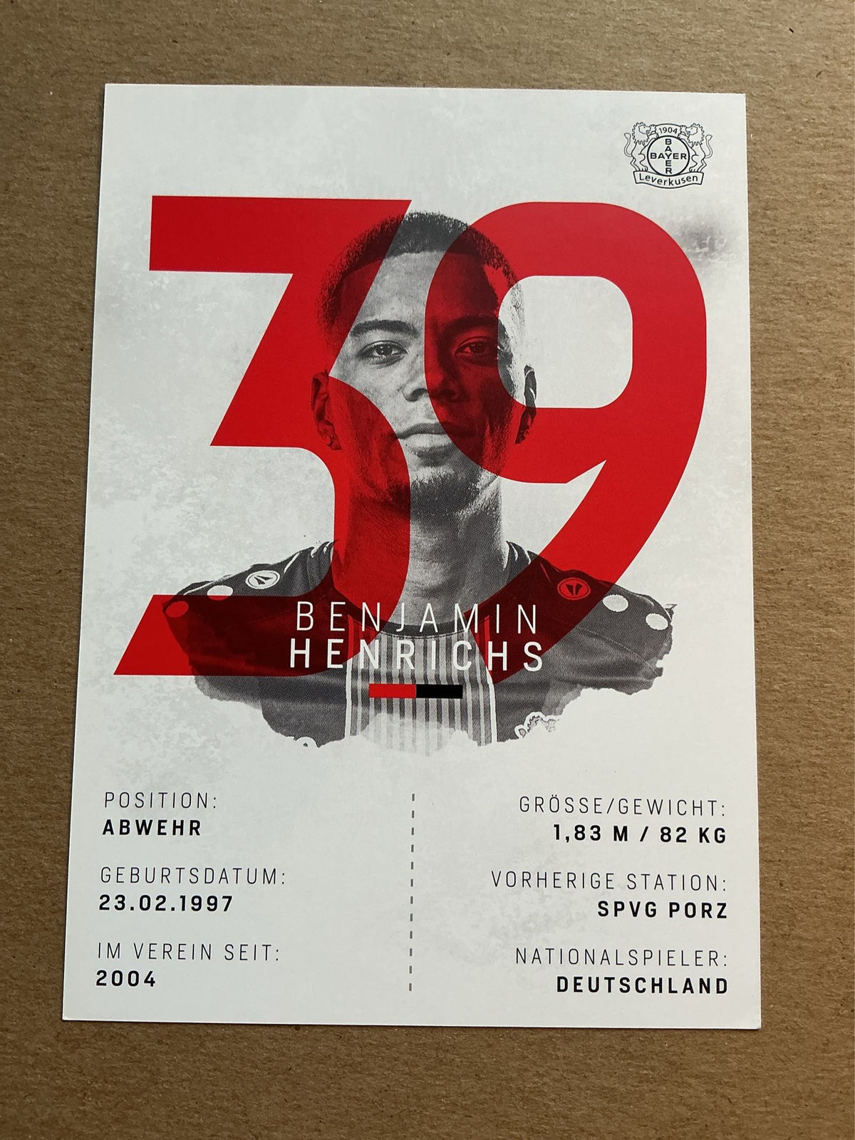 Benjamin Henrichs, Germany 🇩🇪 Bayer 04 Leverkusen 2018/19 hand signed