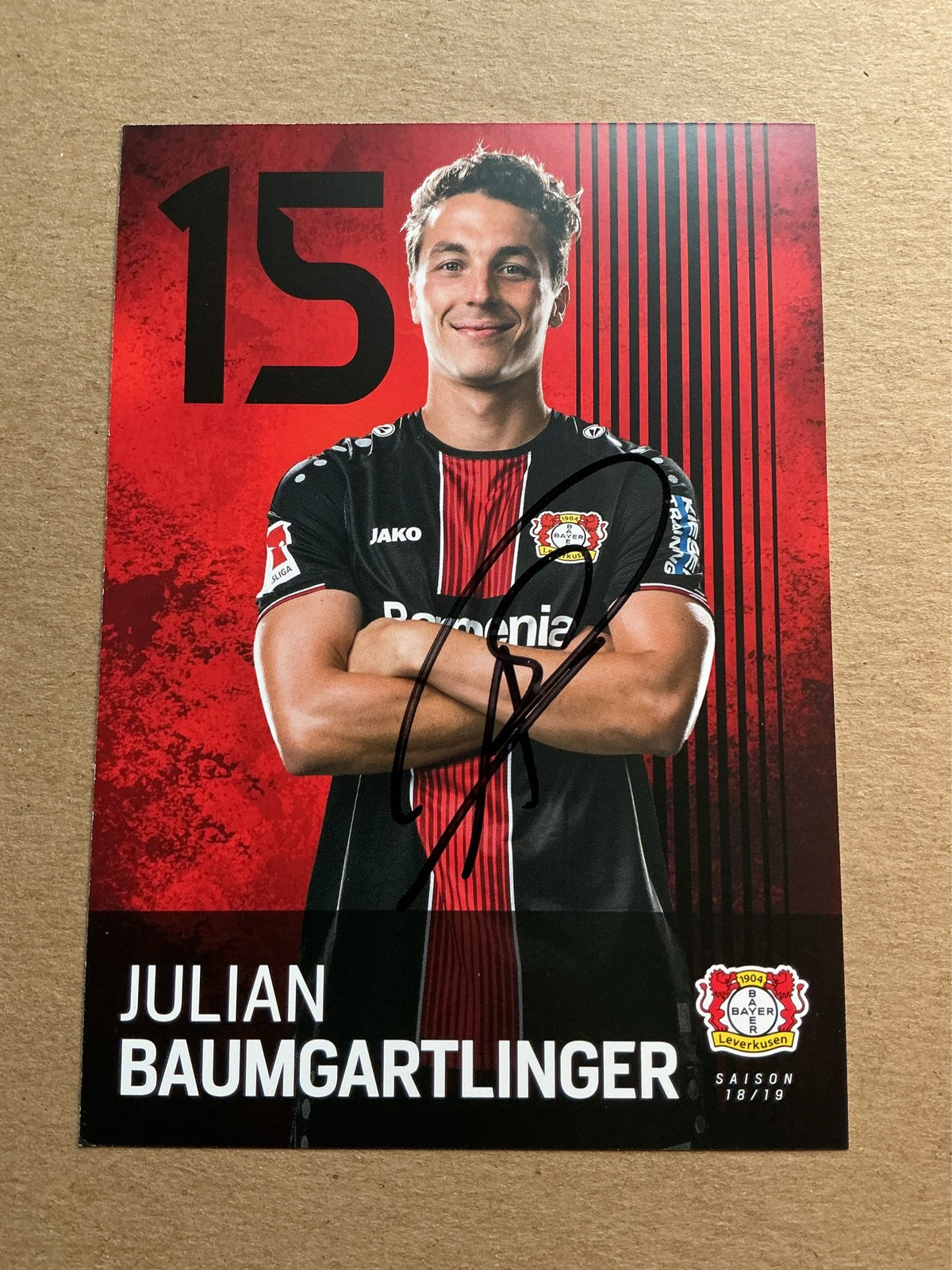 Julian Baumgartlinger, Austria 🇦🇹 Bayer 04 Leverkusen 2018/19 hand signed