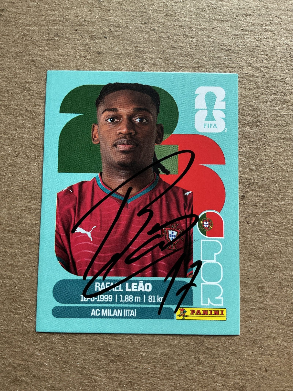 Rafael Leão, Portugal 🇵🇹 FIFA World Cup 2026 Panini hand signed