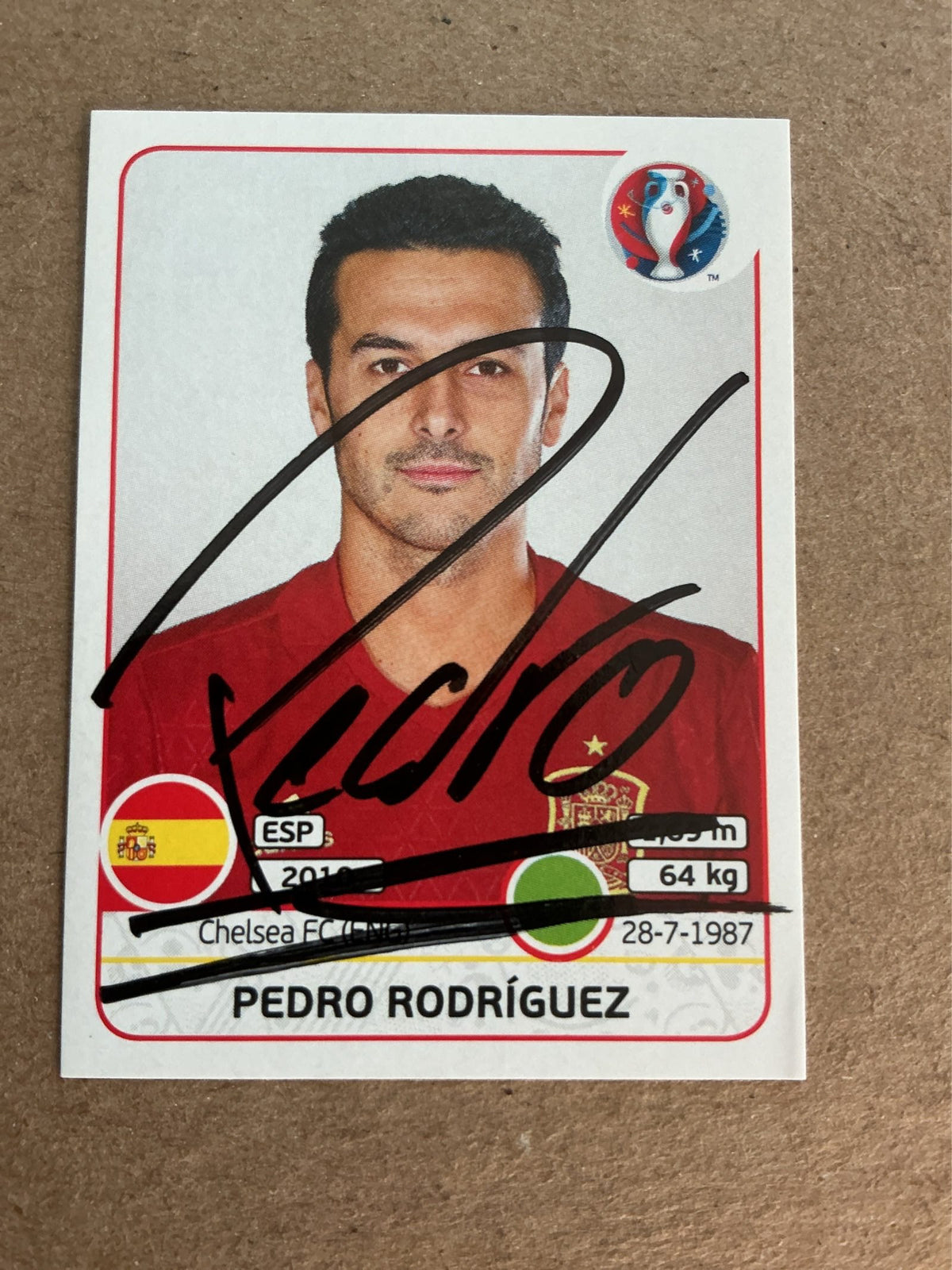 Pedro Rodriguez, Spain 🇪🇸 UEFA Euro 2016 Panini hand signed