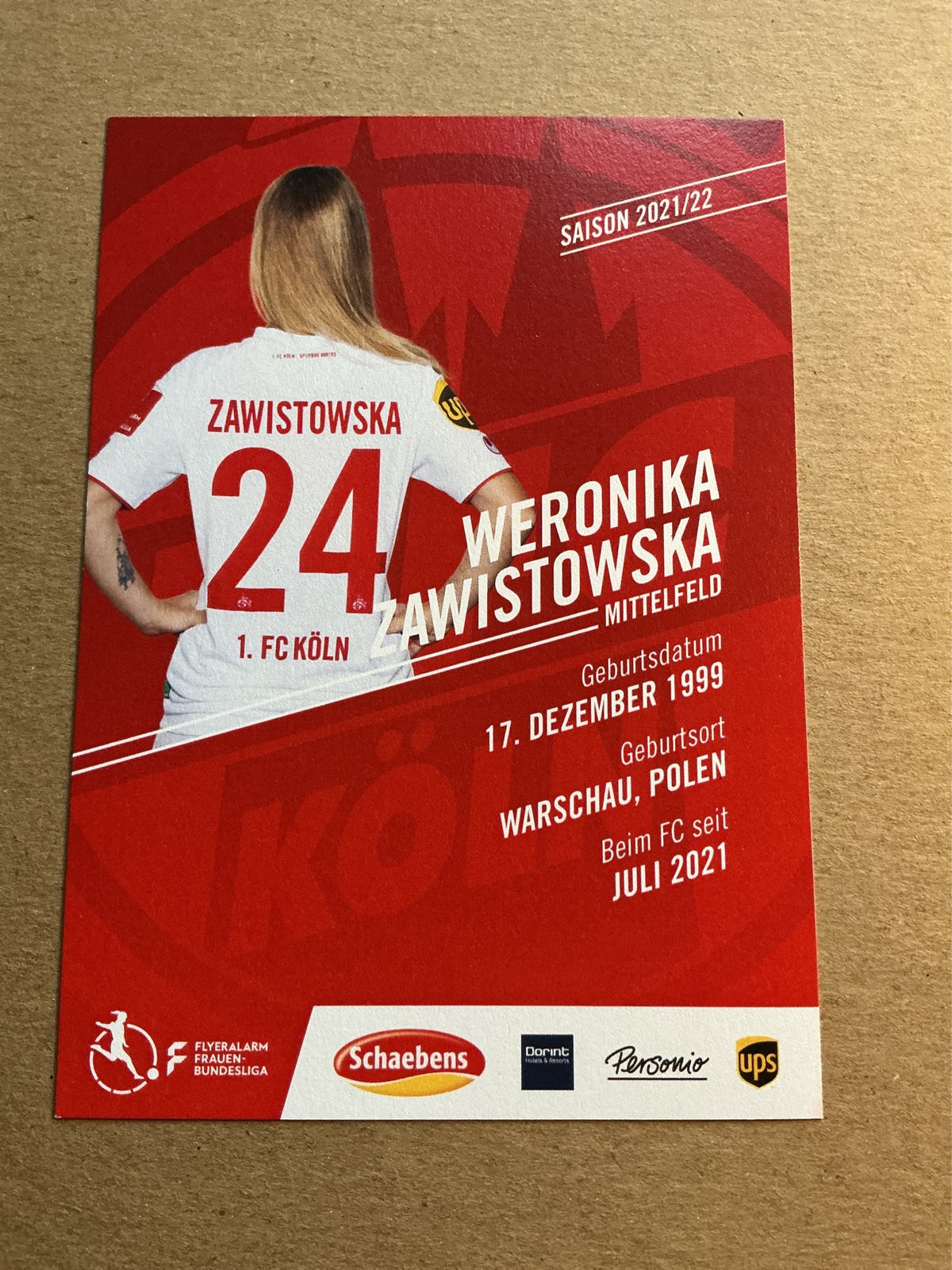 Weronika Zawistowska, Poland 🇵🇱 1.FC Köln 2021/22 hand signed