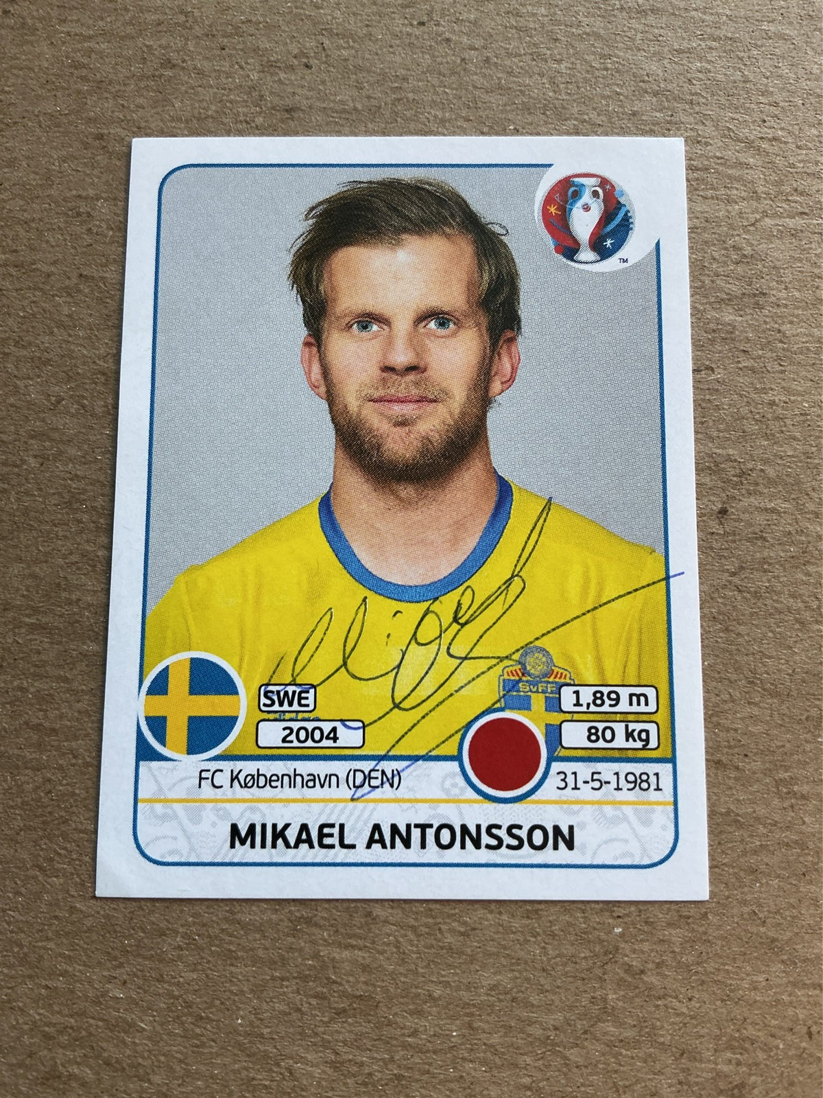 Mikael Antonsson, Sweden 🇸🇪 UEFA Euro 2016 Panini hand signed