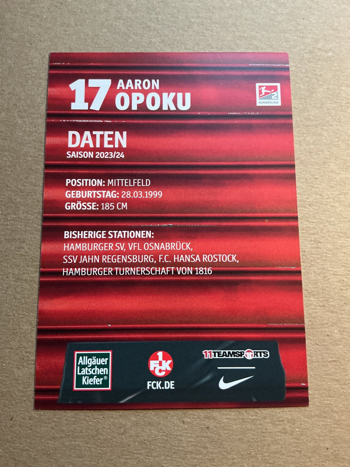 Aaron Opoku, Germany 🇩🇪 1.FC Kaiserslautern 2023/24 hand signed - Autographs-World