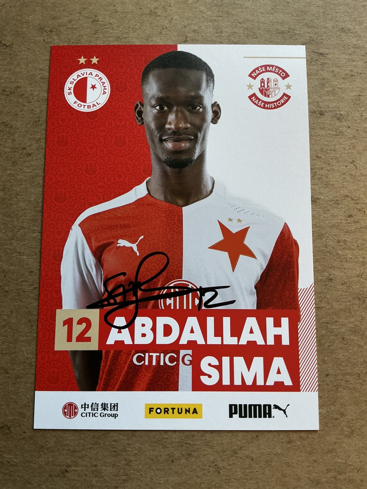 Abdallah Sima, Senegal 🇸🇳 SK Slavia Prague 2020/21 hand signed - Autographs-World