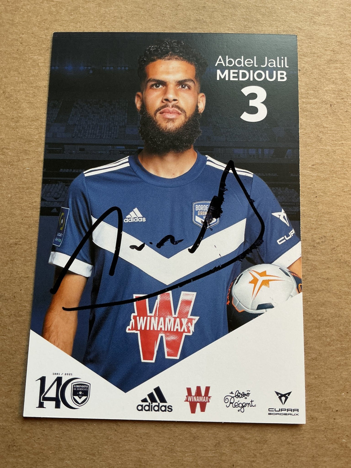 Abdel Jalil Medioub, Algeria 🇩🇿 Girondins Bordeaux 2021/22 hand signed - Autographs-World