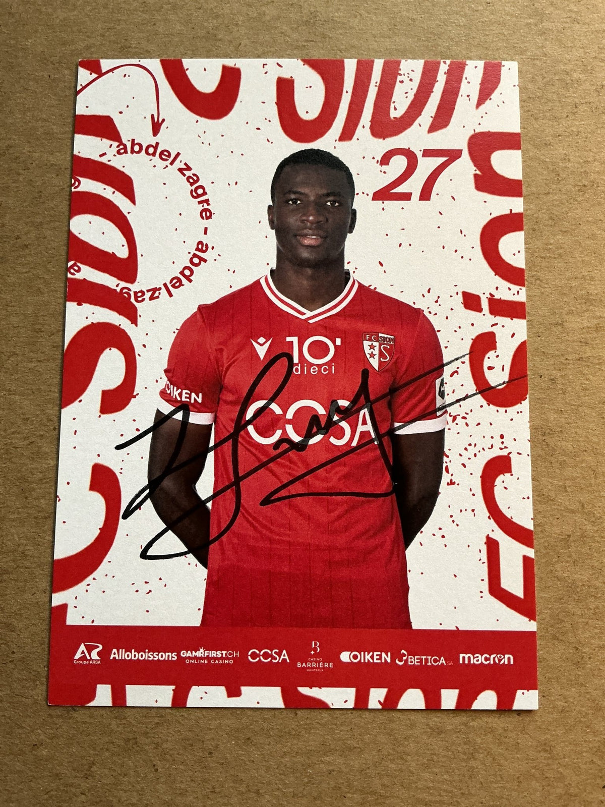 Abdel Zagre, Burkina Faso 🇧🇫 FC Sion 2023/24 hand signed - Autographs-World