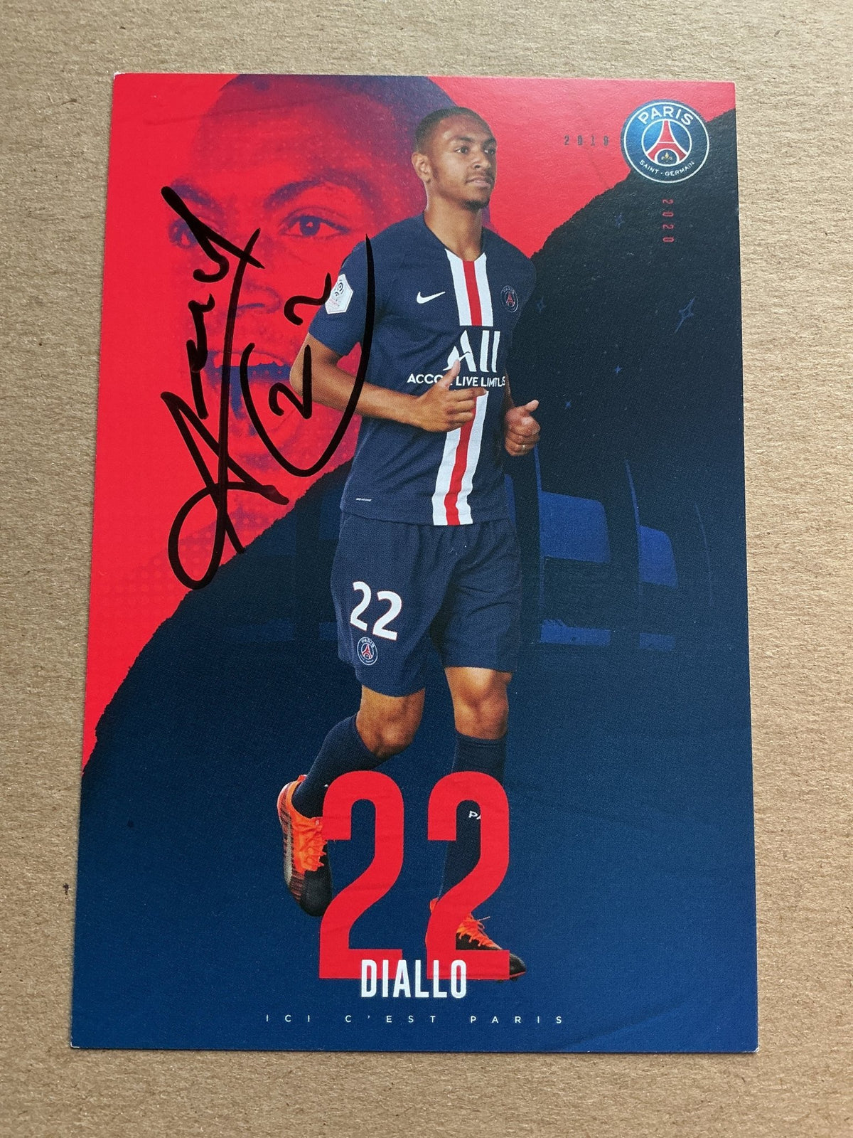 Abdou Diallo, Senegal 🇸🇳 Paris Saint-Germain 2019/20 hand signed - Autographs-World