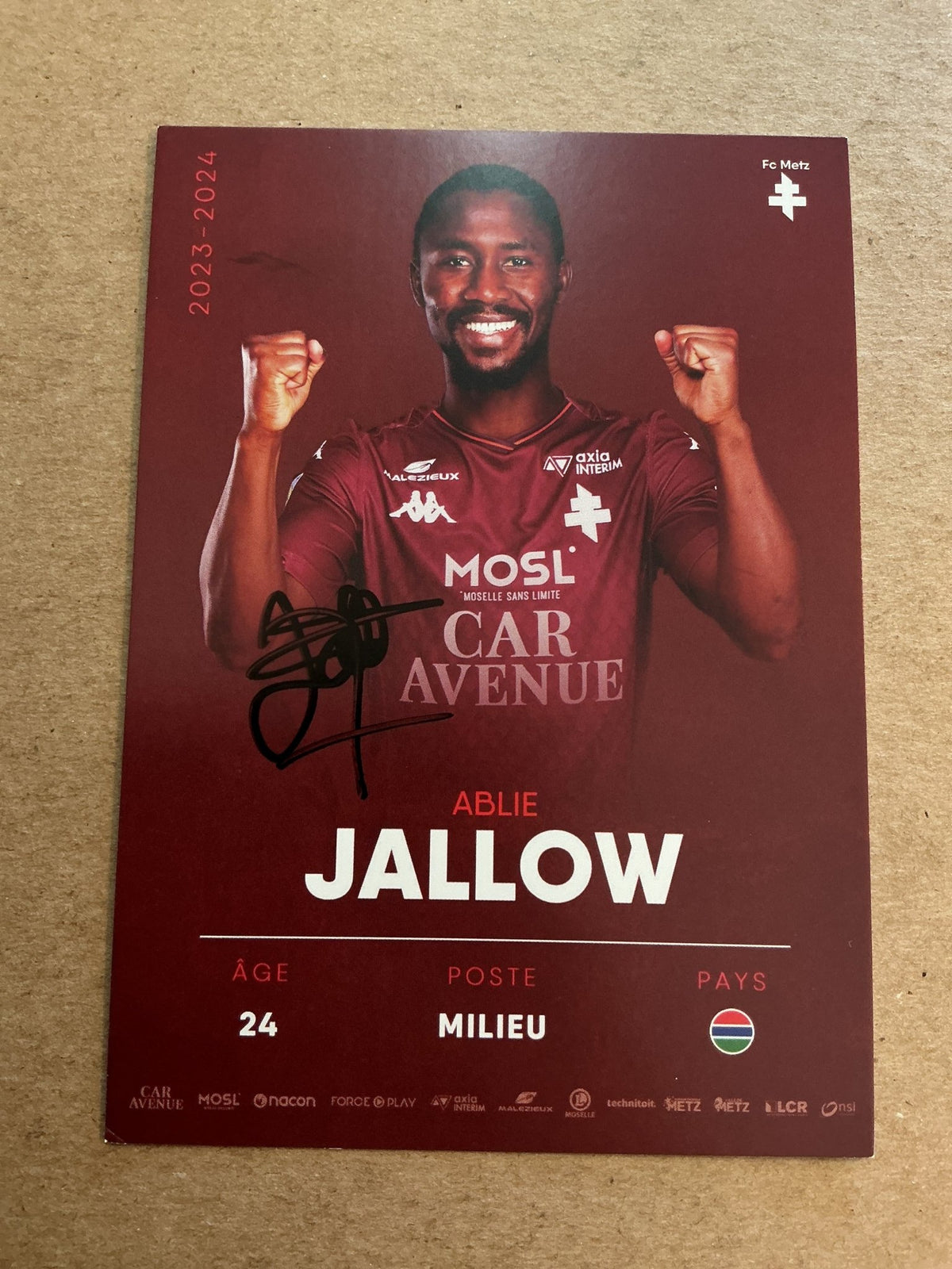 Ablie Jallow, Gambia 🇬🇲 FC Metz 2023/24 hand signed - Autographs-World
