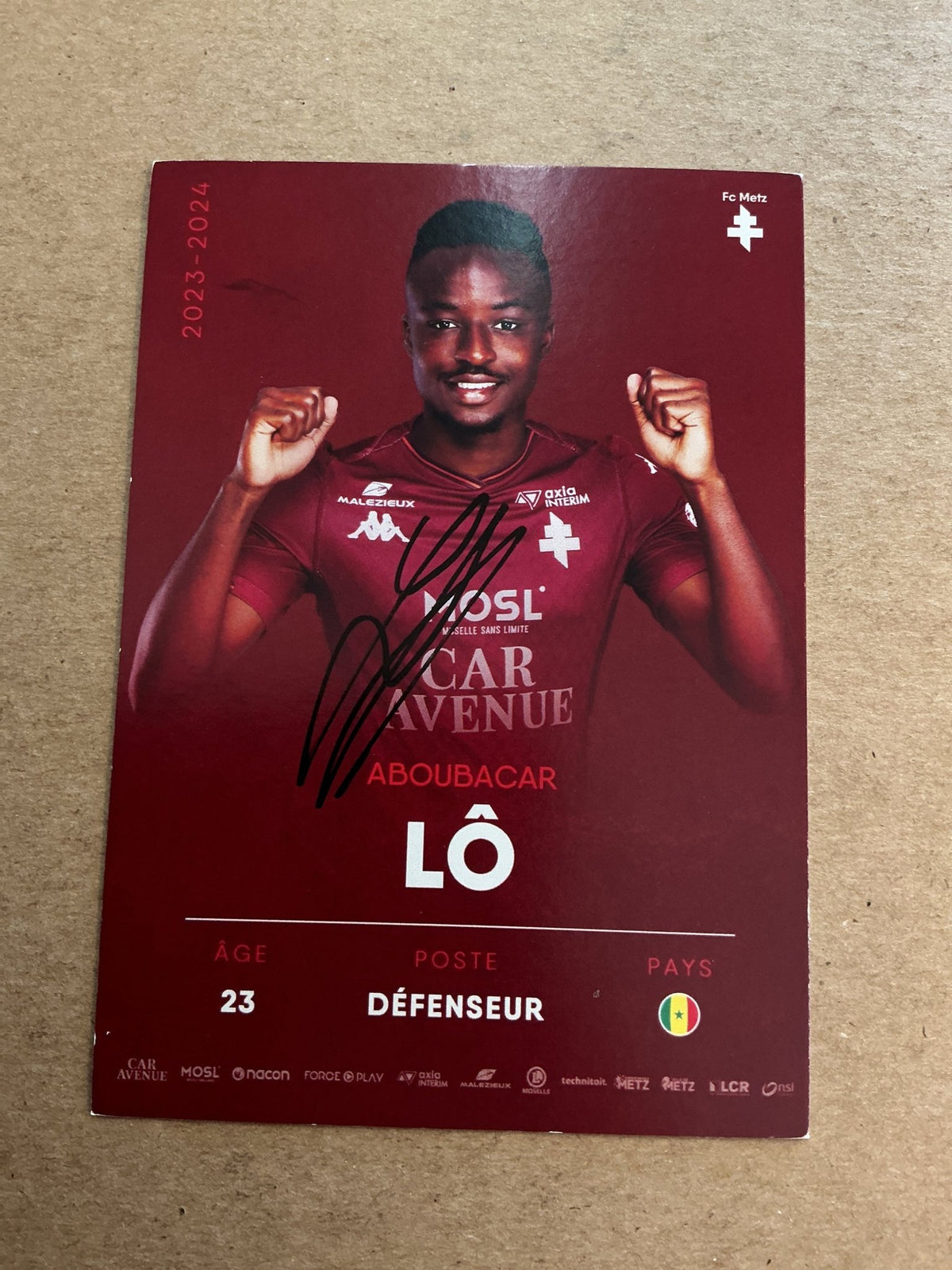 Aboubacar Lo, Senegal 🇸🇳 FC Metz 2023/24 hand signed - Autographs-World