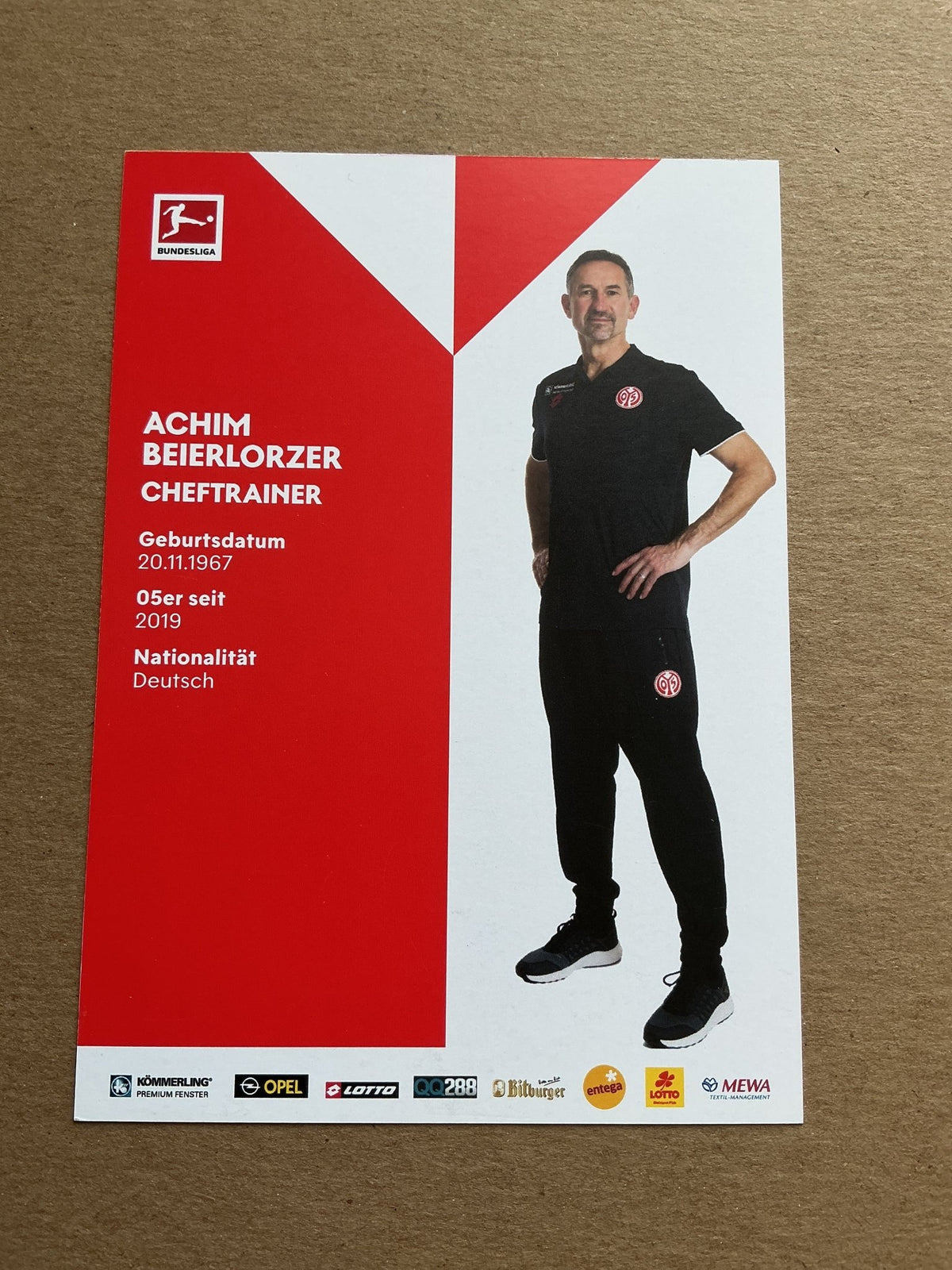 Achim Beierlorzer, Germany 🇩🇪 FSV Mainz 05 2019/20 hand signed - Autographs-World