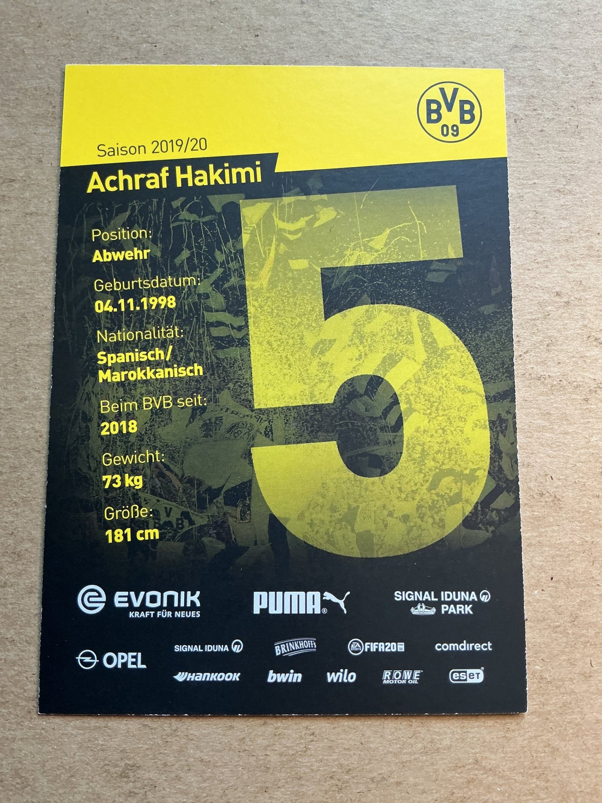 Achraf Hakimi, Morocco 🇲🇦 Borussia Dortmund 2019/20 hand signed - Autographs-World