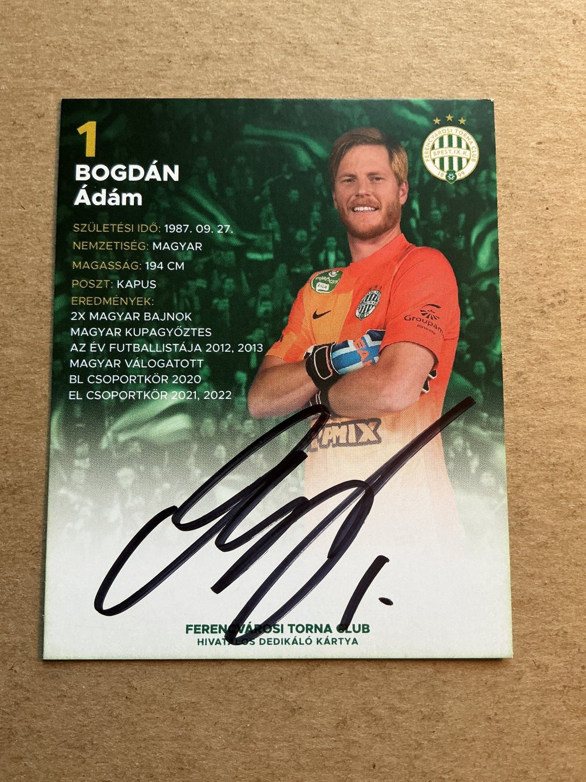 Ádám Bogdán, Hungary 🇭🇺 Ferencváros 2022/23 hand signed - Autographs-World