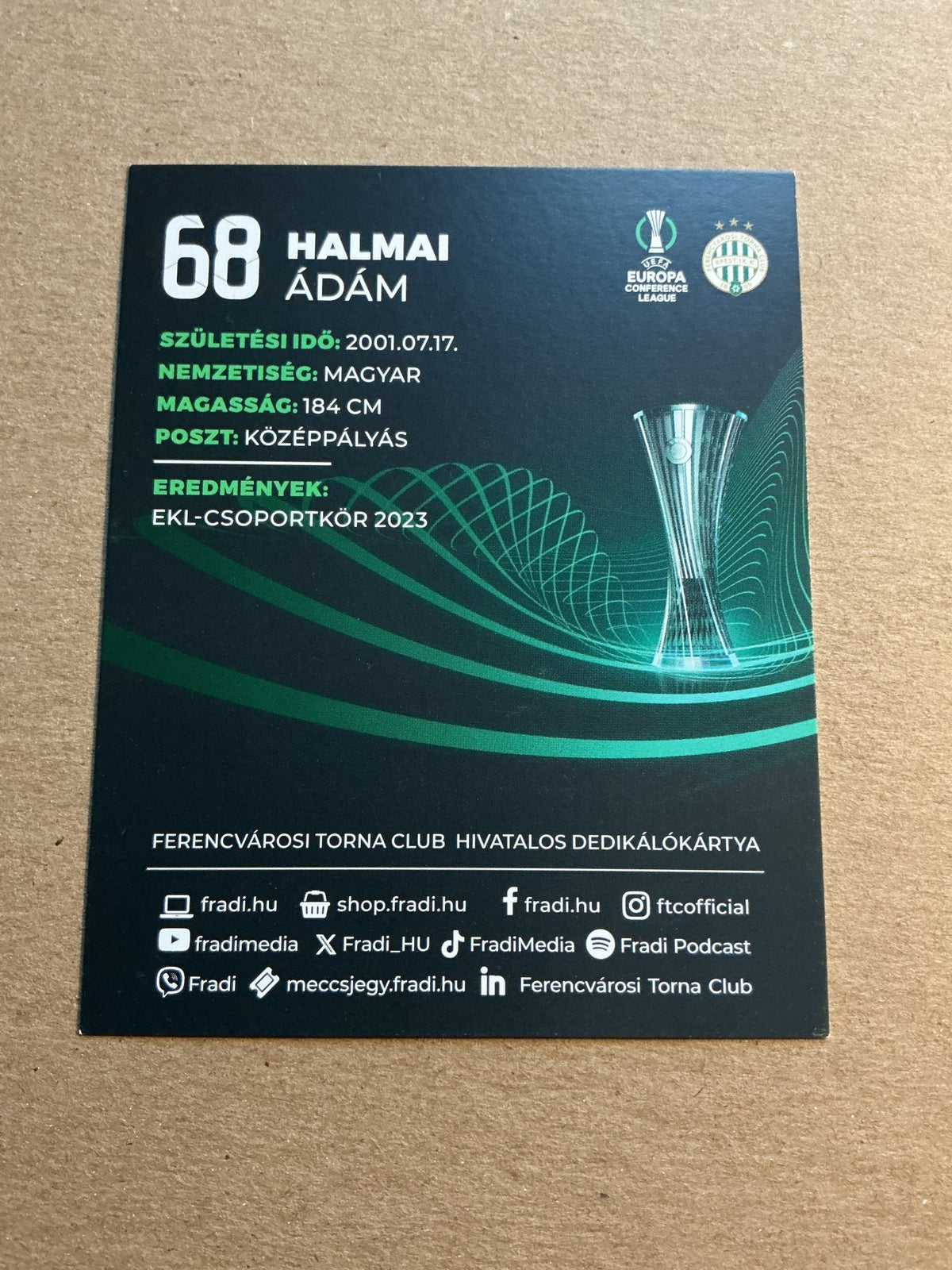 Ádám Halmai, Hungary 🇭🇺 Ferencváros TC 2023/24 hand signed - Autographs-World